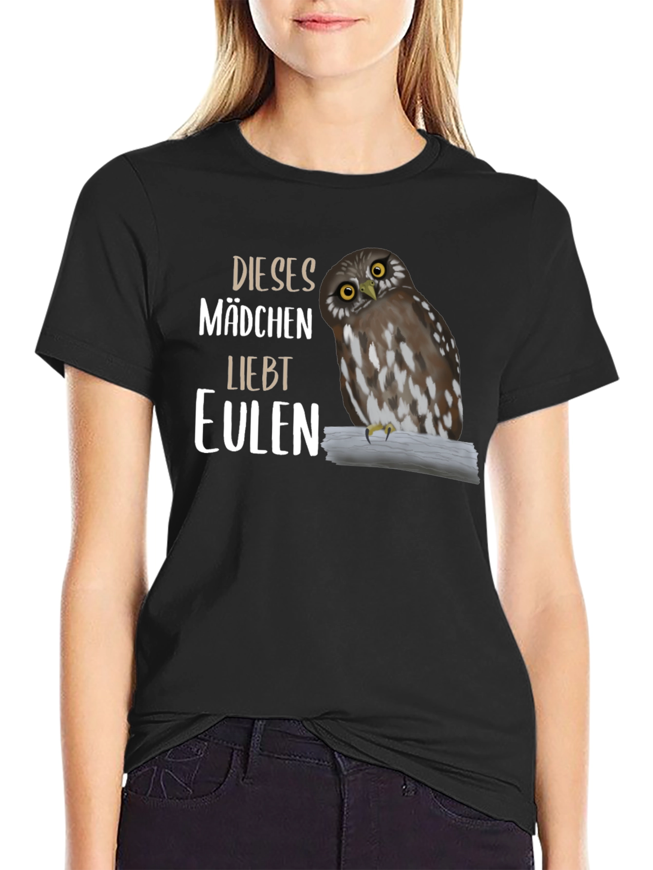 Black Owl Lover T-Shirt - Dieses Madchen Liebt Eulen view 2