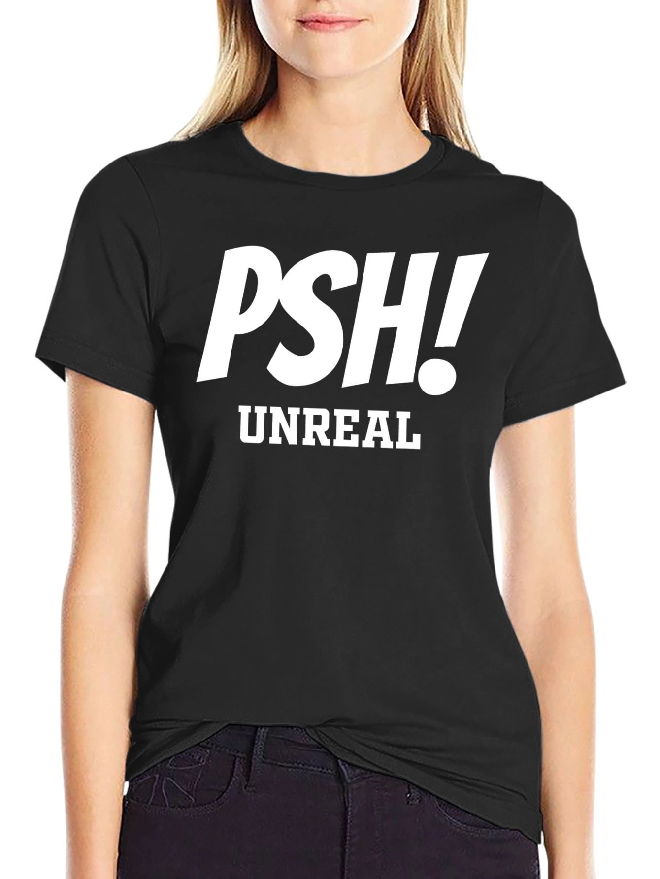 Black PSH! Unreal Graphic T-Shirt - Mens Crew Neck view 2