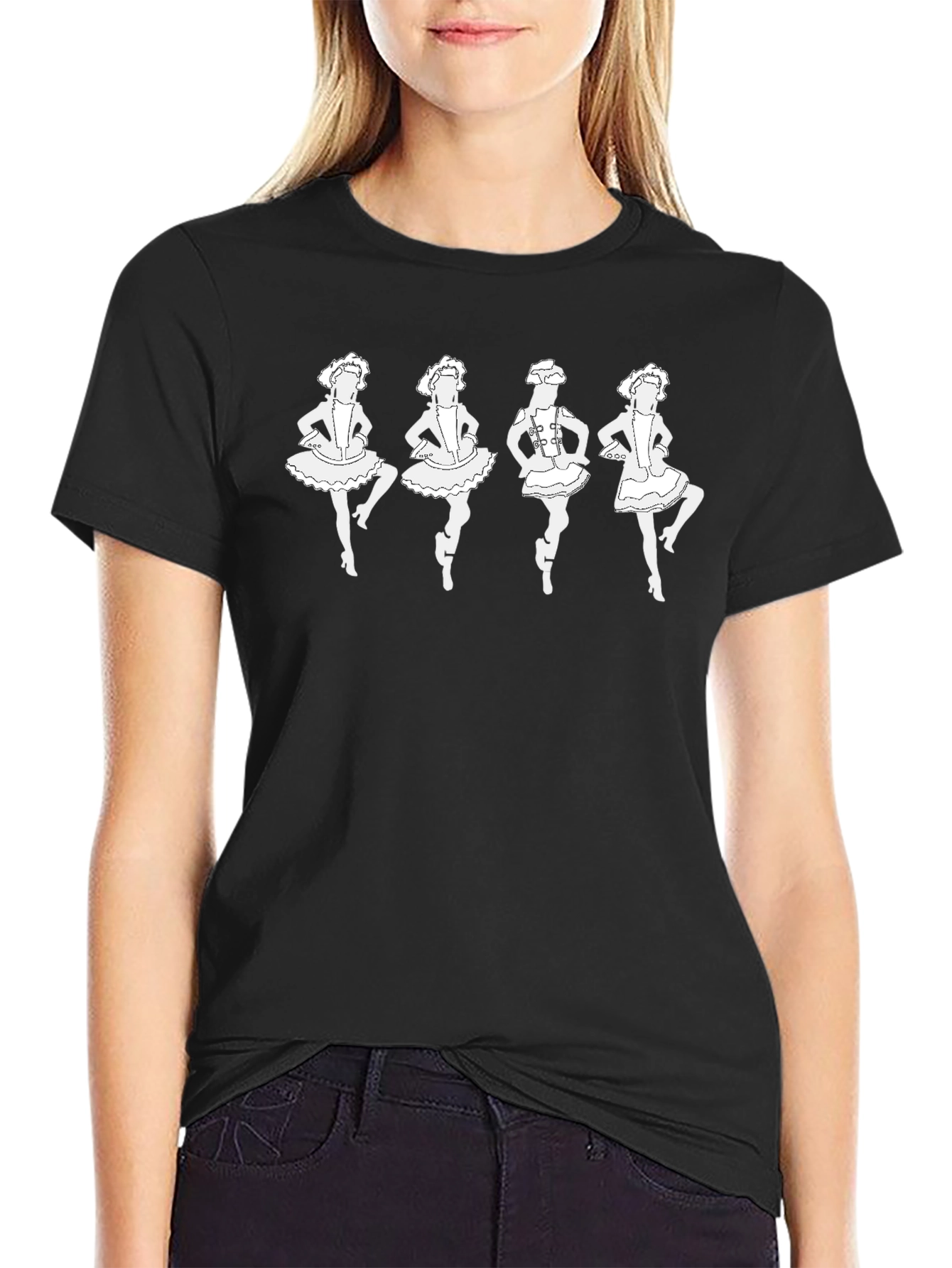 Black Irish Dance T-Shirt - Black Cotton Tee view 2