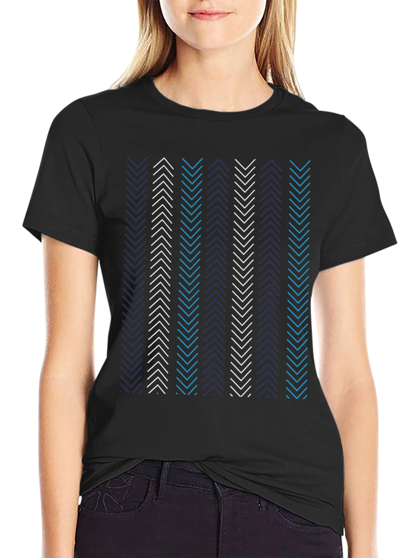 Black Arrow Stripe T-Shirt - Stylish Patterned Tee view 2