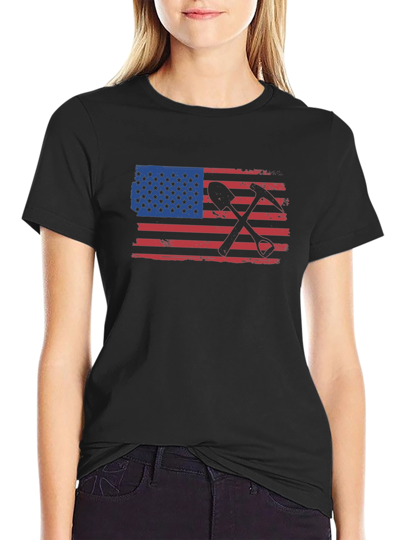 Black American Miner T-Shirt - Black Graphic Tee view 2