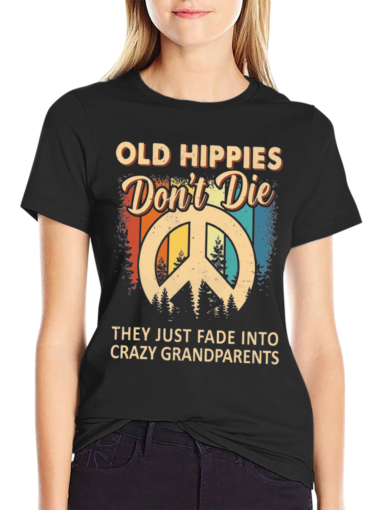 Black Old Hippies Don't Die T-Shirt view 2