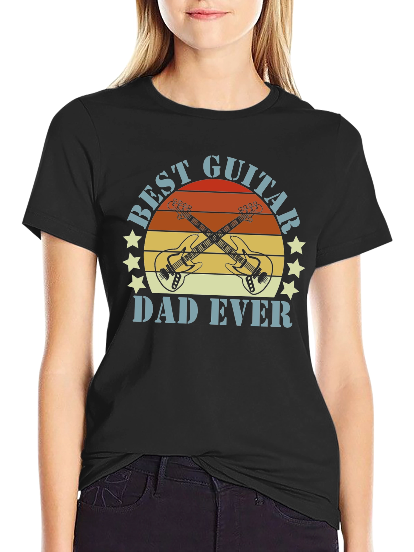 Black Best Guitar Dad Ever T-Shirt view 2