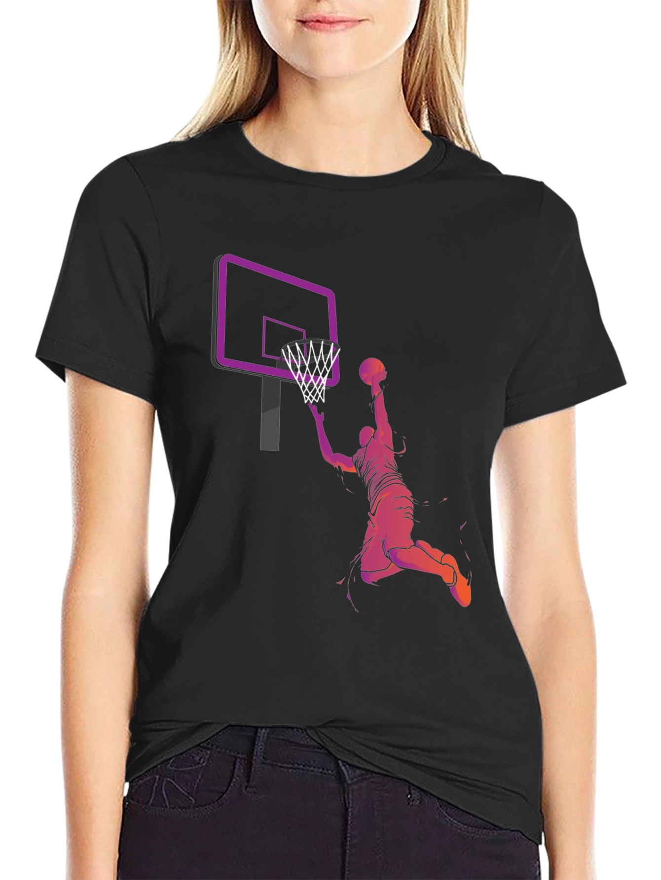 Black Basketball Dunk Graphic T-Shirt view 2