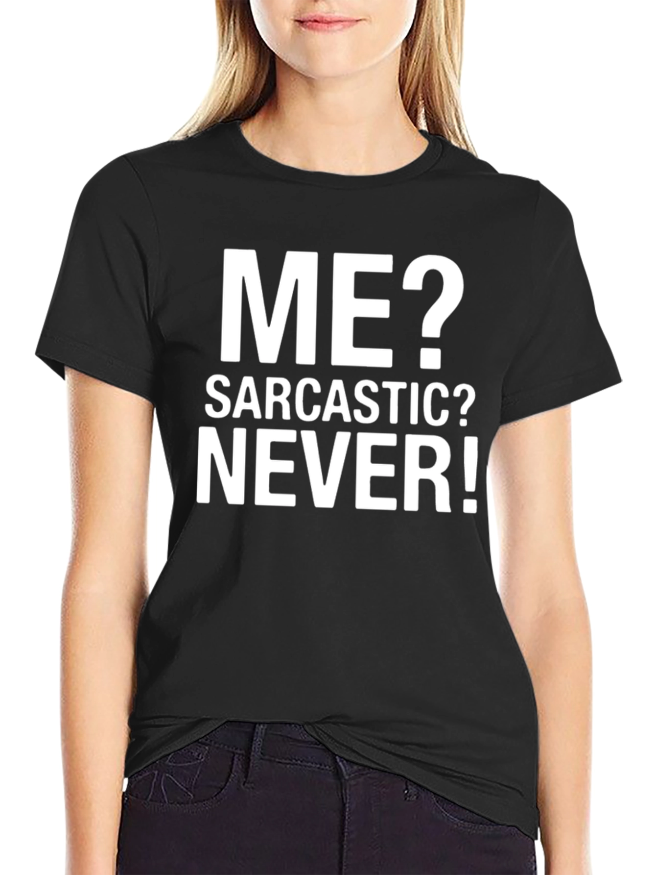 Black Sarcastic? Never! Graphic Tee - Black Cotton Blend view 2