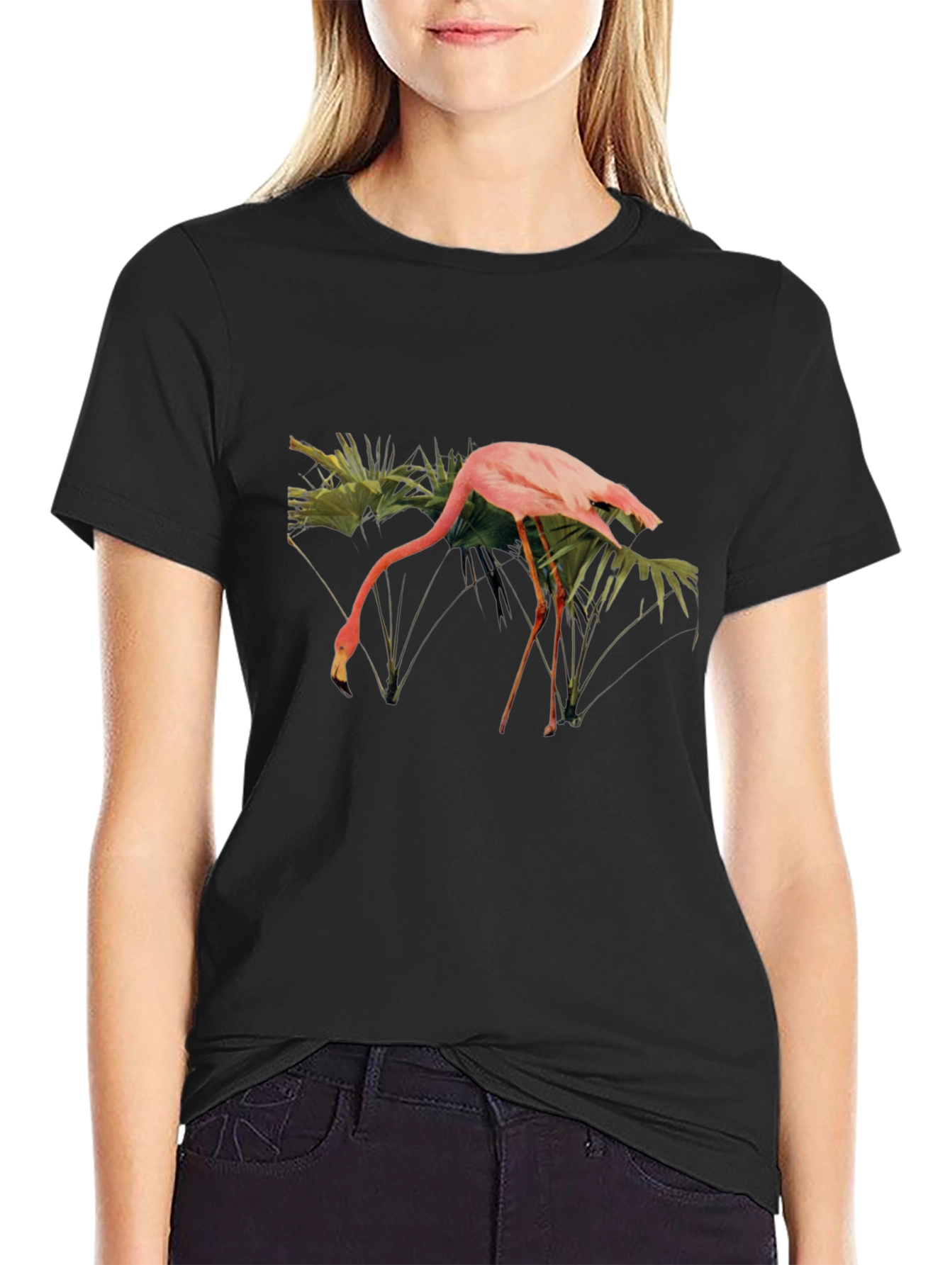 Black Flamingo Graphic T-Shirt - Tropical Bird Tee view 2