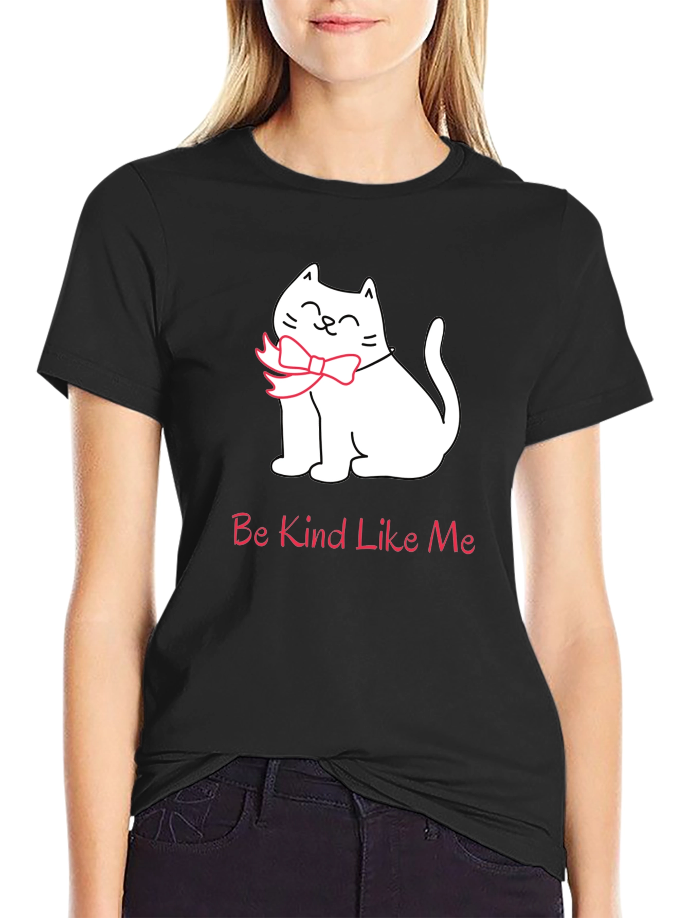 Black Be Kind Like Me T-Shirt - Cat Bow Tie Tee view 2