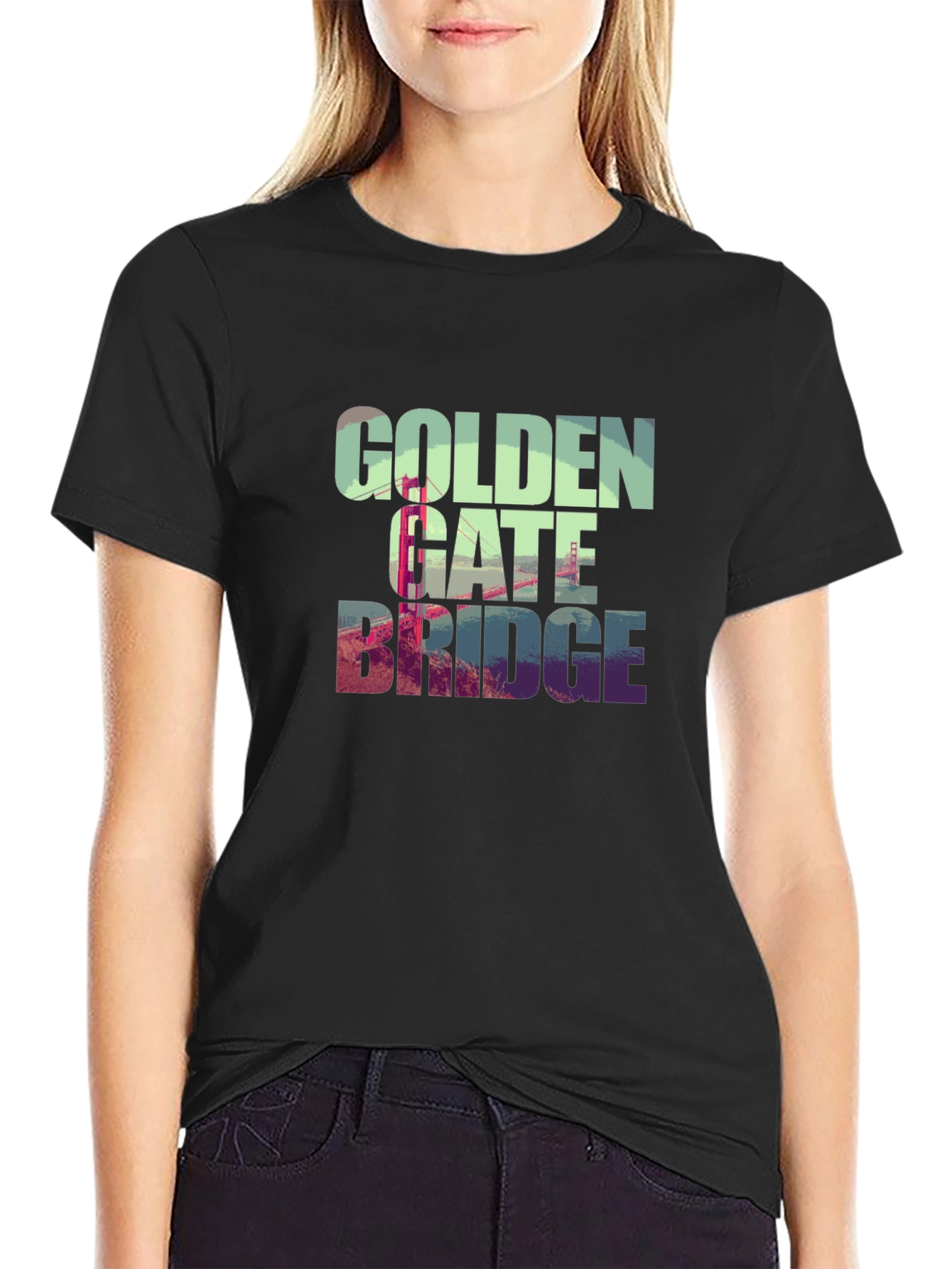 Black Golden Gate Bridge Graphic Tee - Black T-Shirt view 2