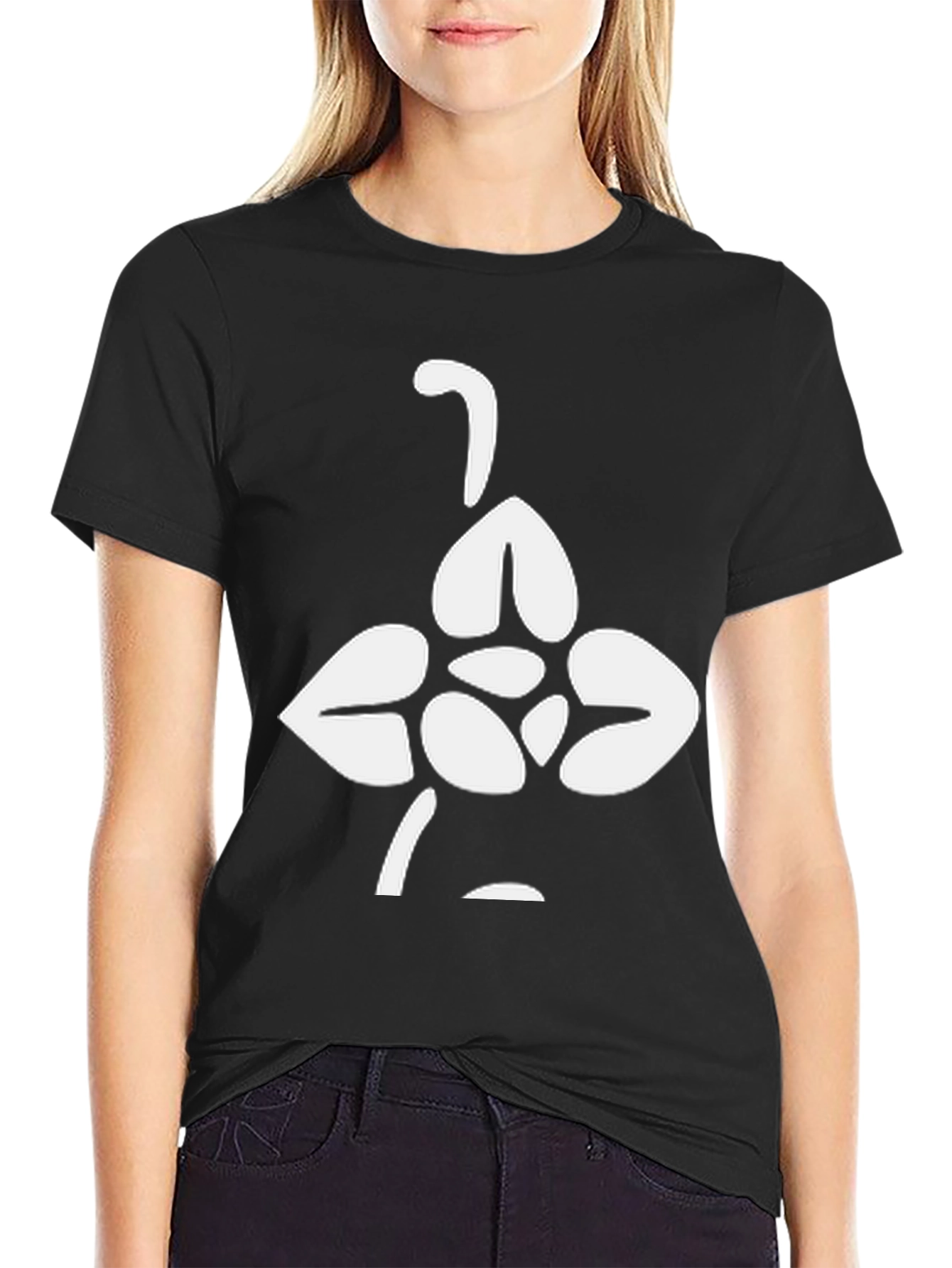 Black Abstract Graphic Print Black Crew Neck T-Shirt view 2