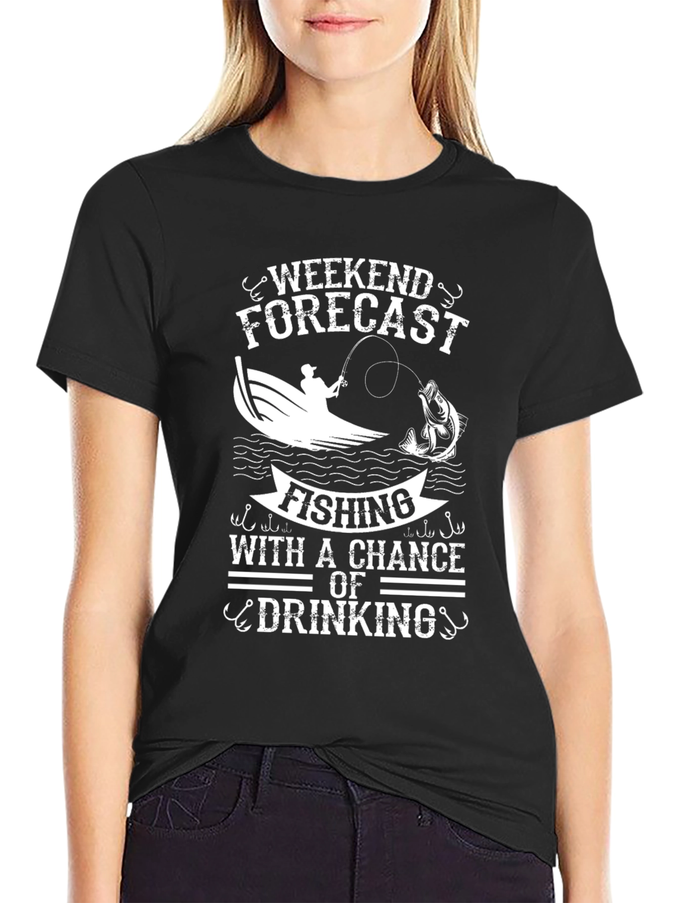 Black Fishing & Drinking Weekend T-Shirt view 2