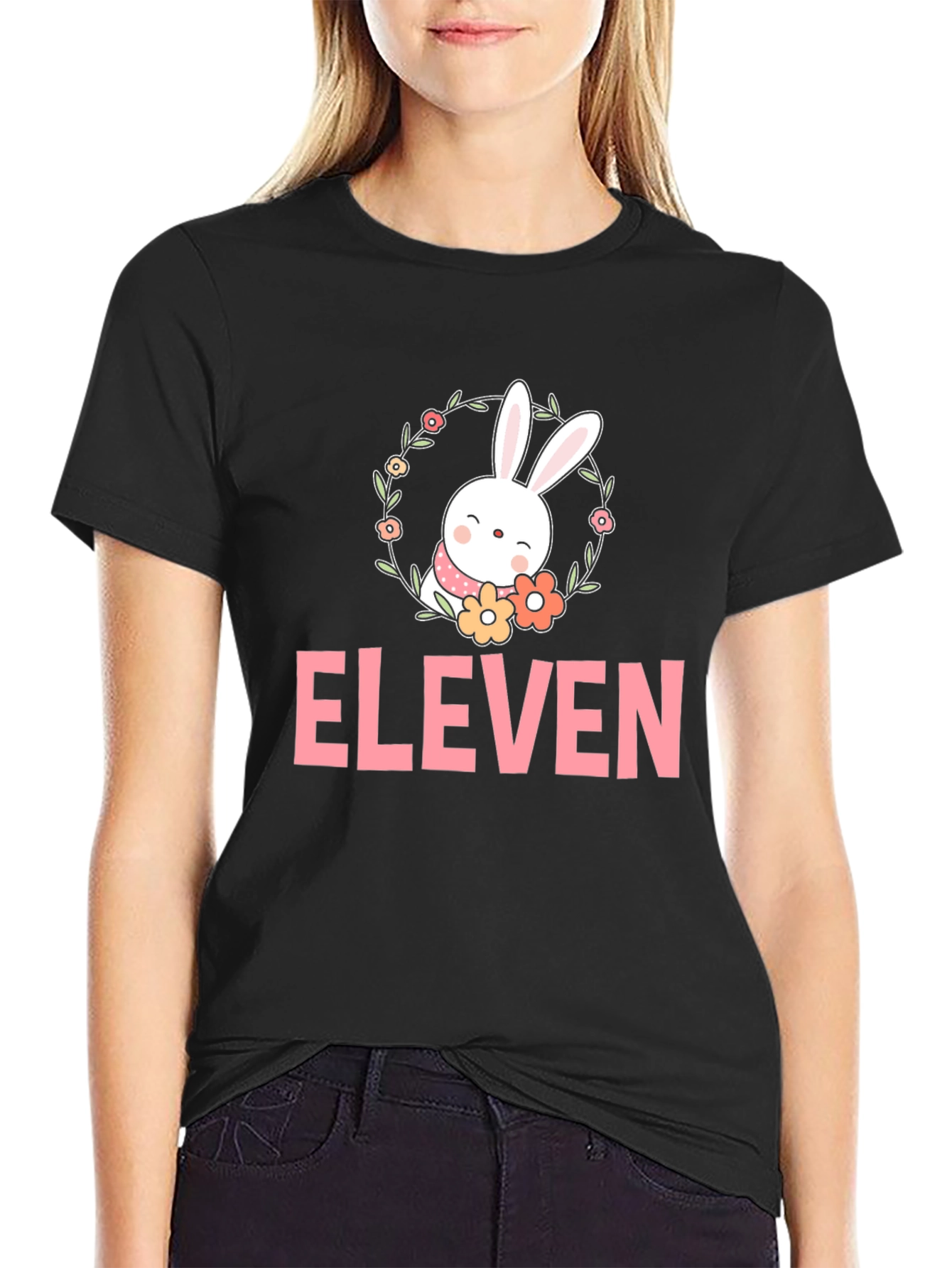 Black Eleven Bunny Flower T-Shirt view 2