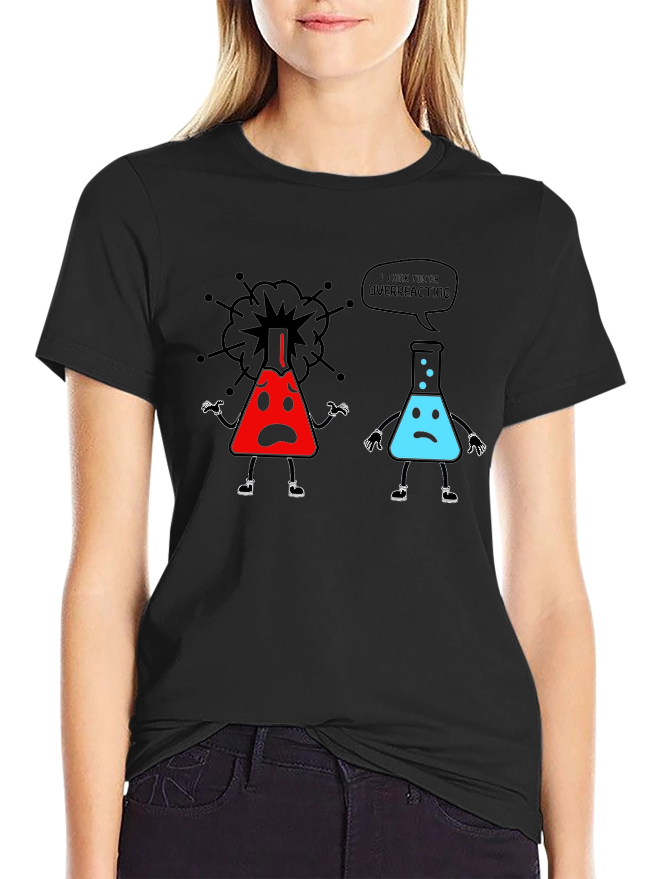 Black Overreacting Science T-Shirt view 2