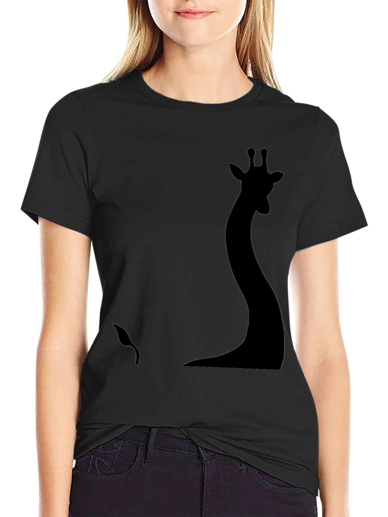 Black Silhouette Giraffe Graphic Tee - Black view 2