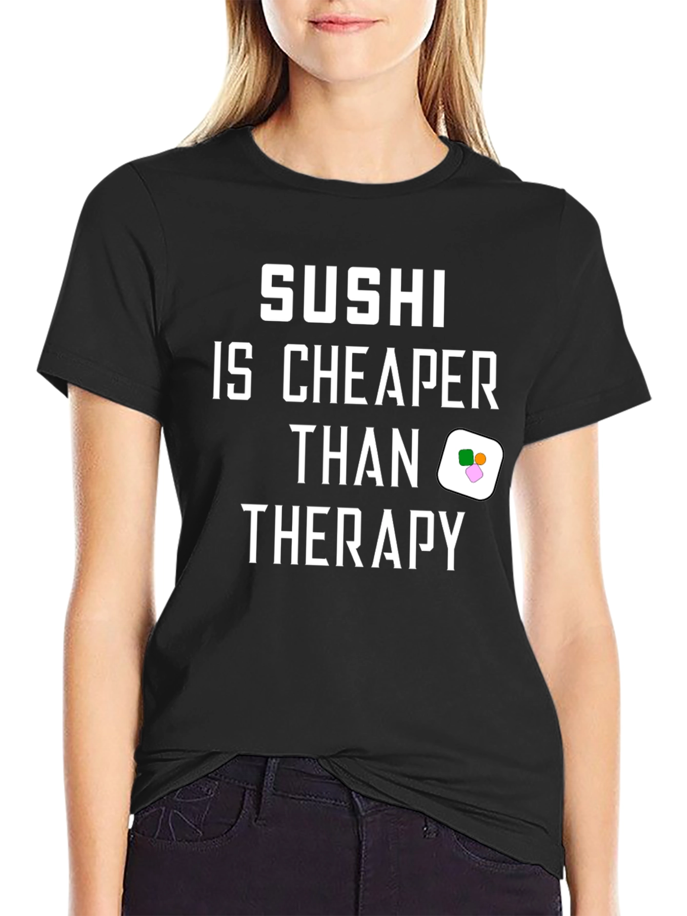 Black Sushi is Cheaper Than Therapy Black Graphic T-Shirt view 2