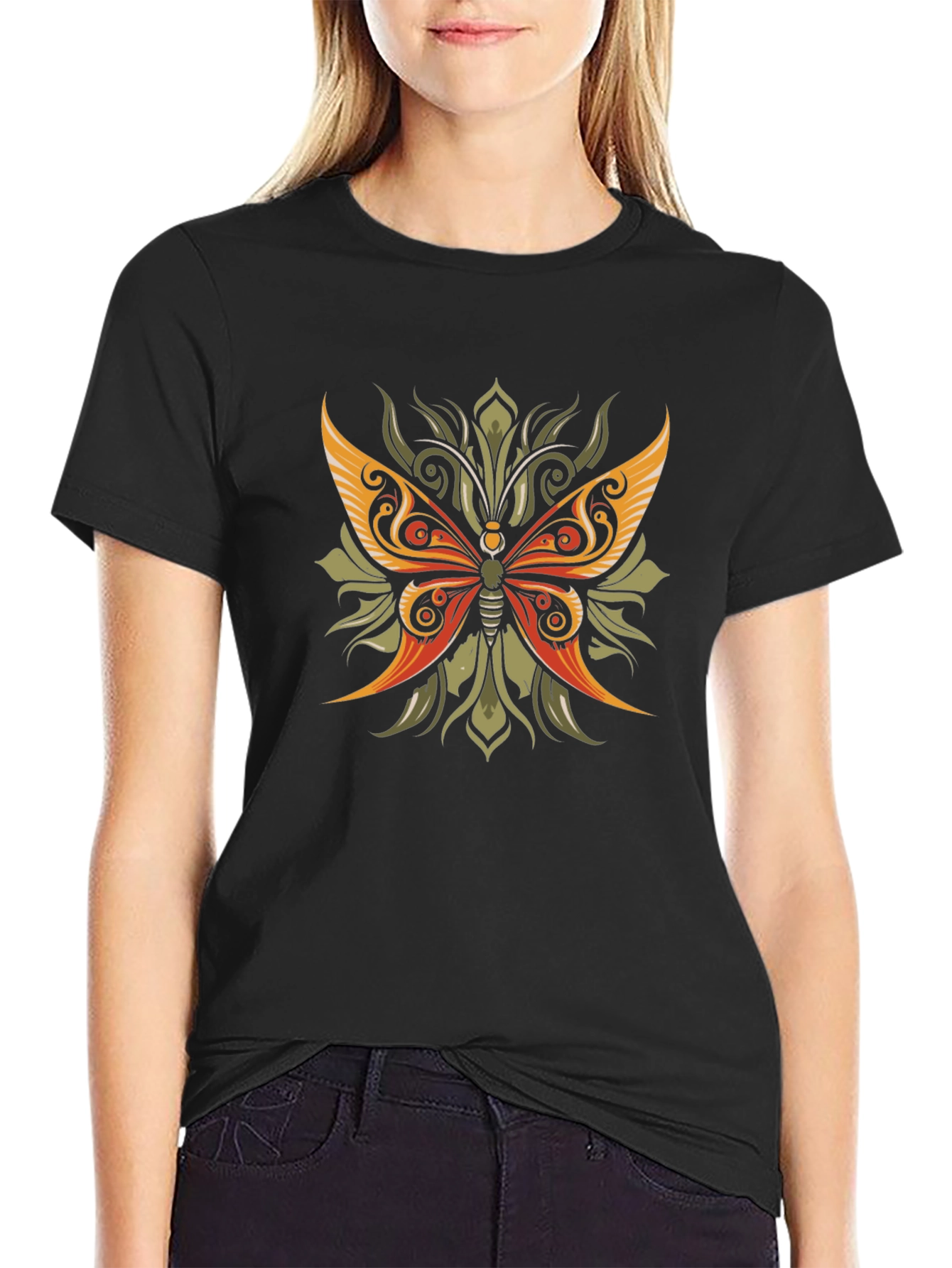 Black Butterfly Graphic Tee - Black view 2