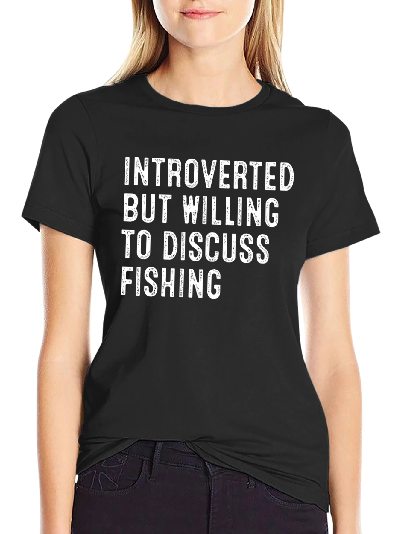Black Introverted Fishing T-Shirt view 2