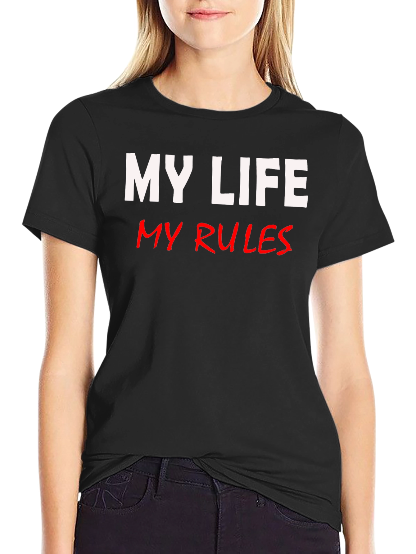 Black My Life My Rules Graphic Tee - Black view 2