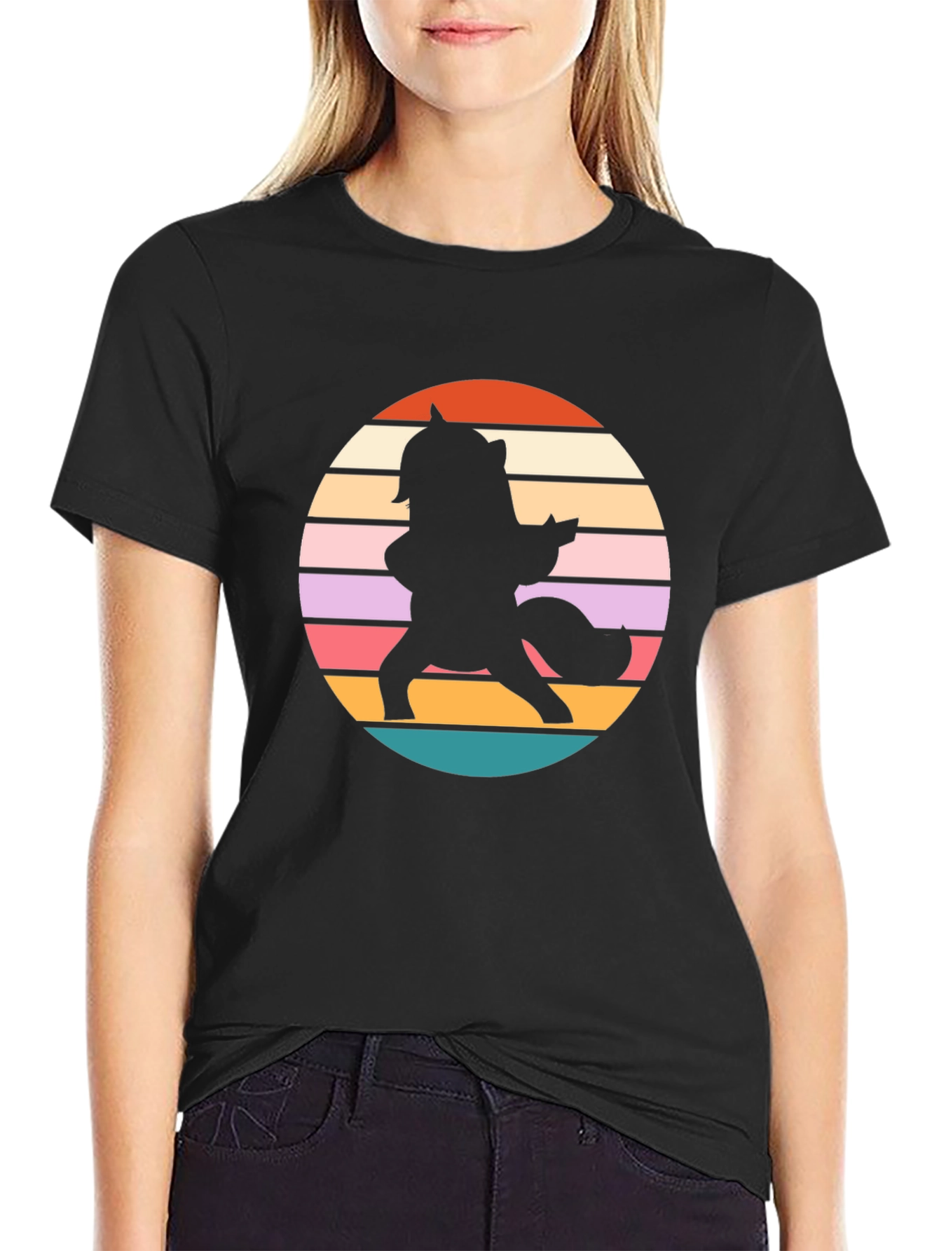 Black Retro Unicorn T-Shirt - Magical Silhouette Tee view 2
