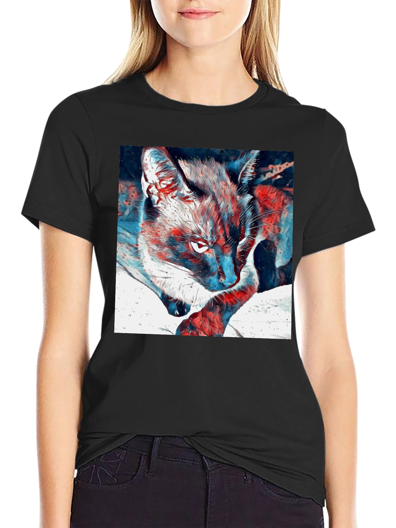 Black Cat Graphic T-Shirt - Cool Animal Tee view 2