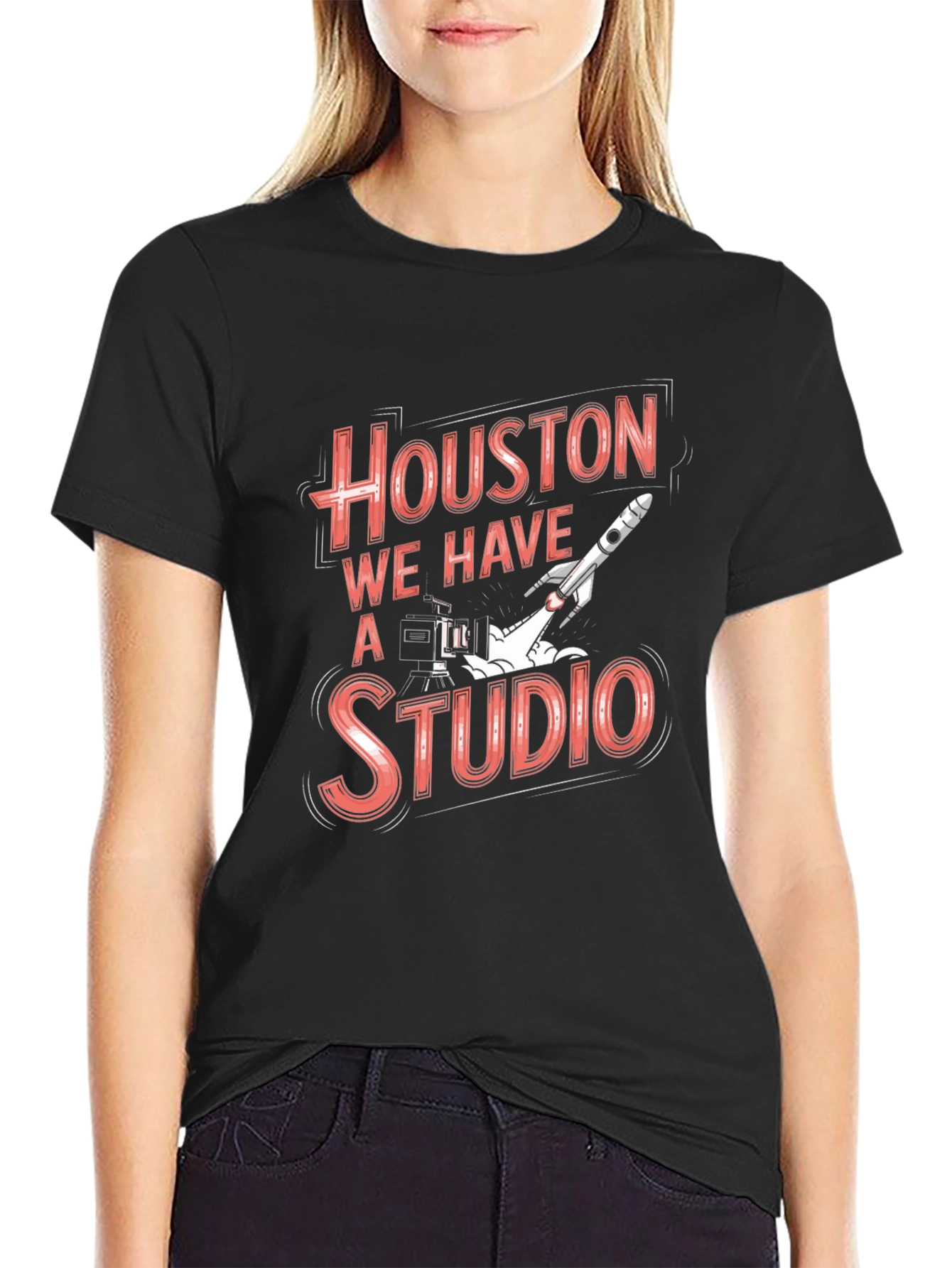 Black Houston We Have a Studio Black T-Shirt view 2