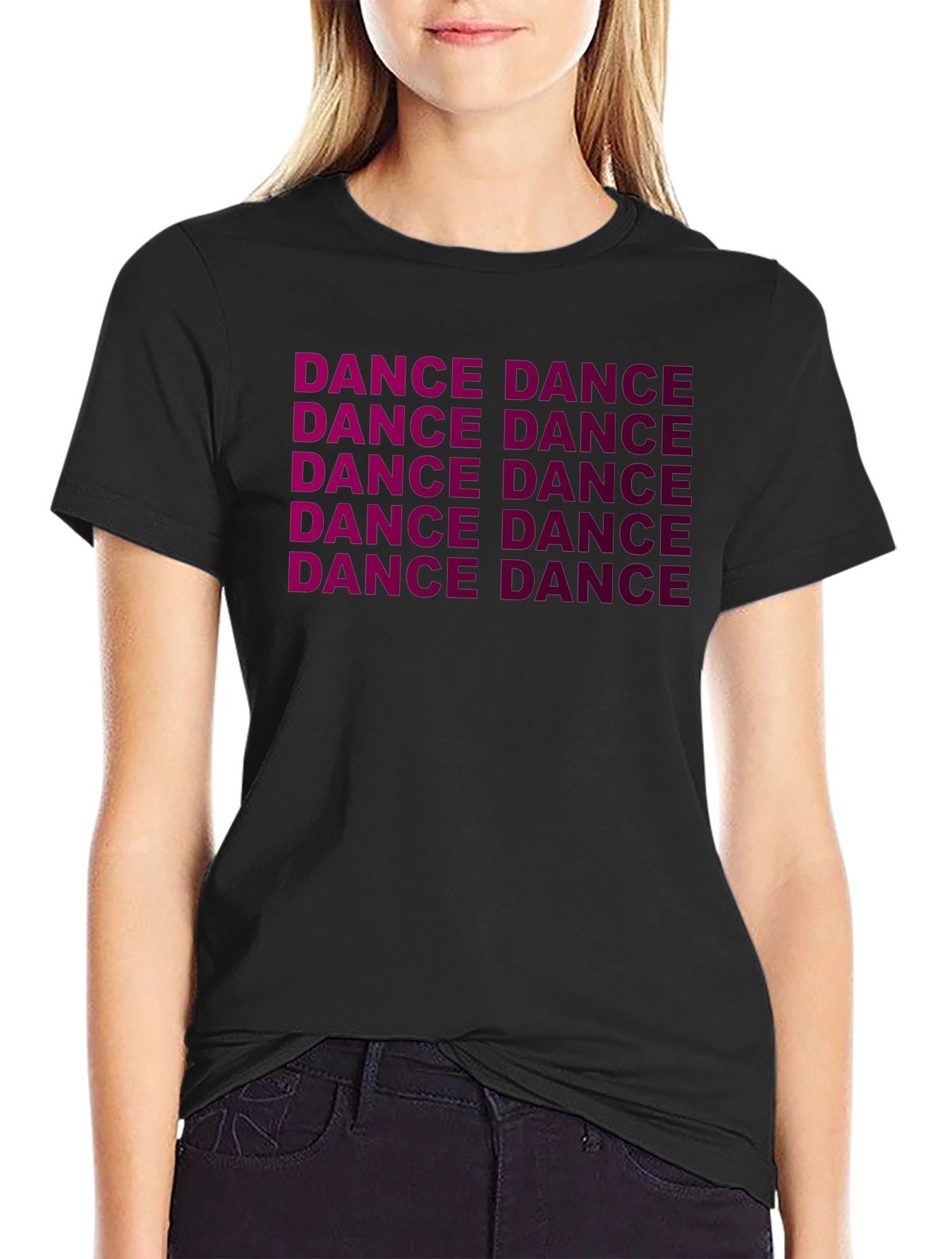 Black Dance Repeat Graphic Tee - Stylish Unisex T-Shirt view 2