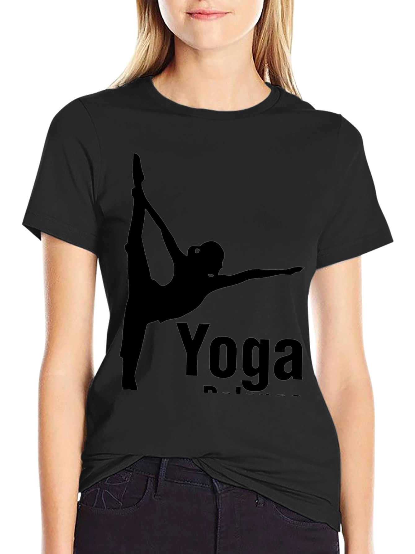 Black Yoga Balance Black T-Shirt view 2