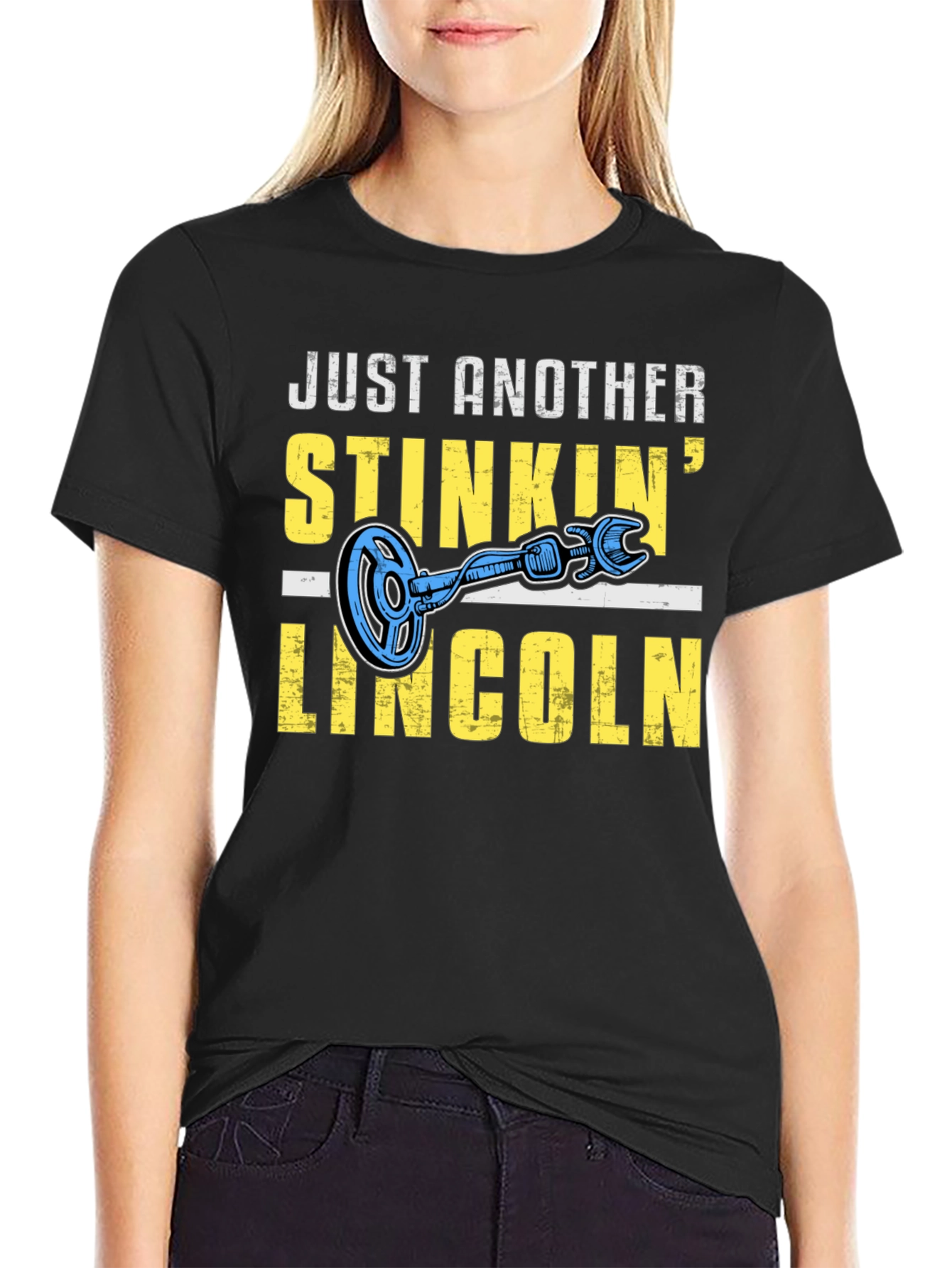 Black Stinkin' Lincoln T-Shirt - Metal Detecting view 2