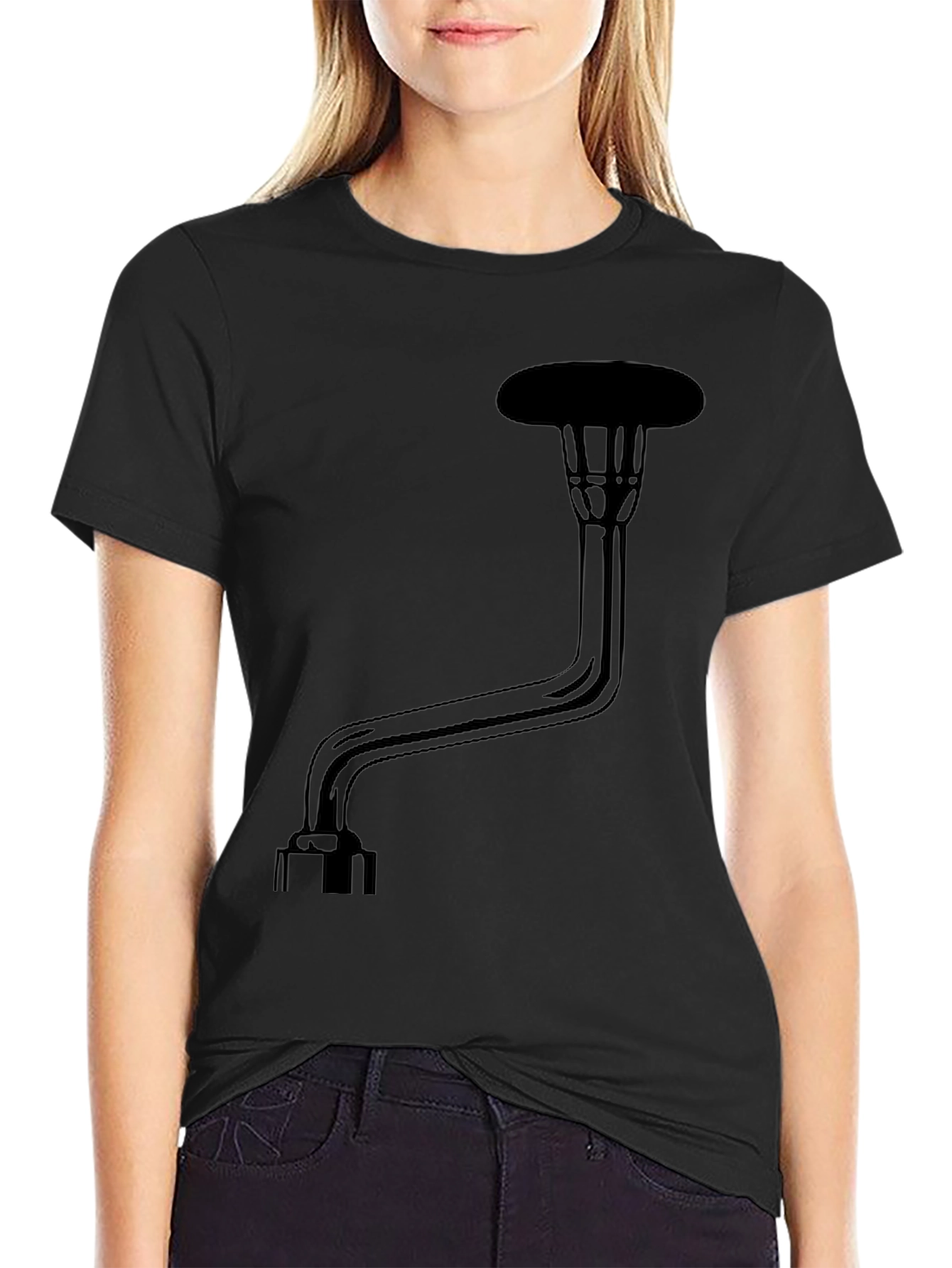 Black Novelty Toilet Plunger Graphic T-Shirt view 2