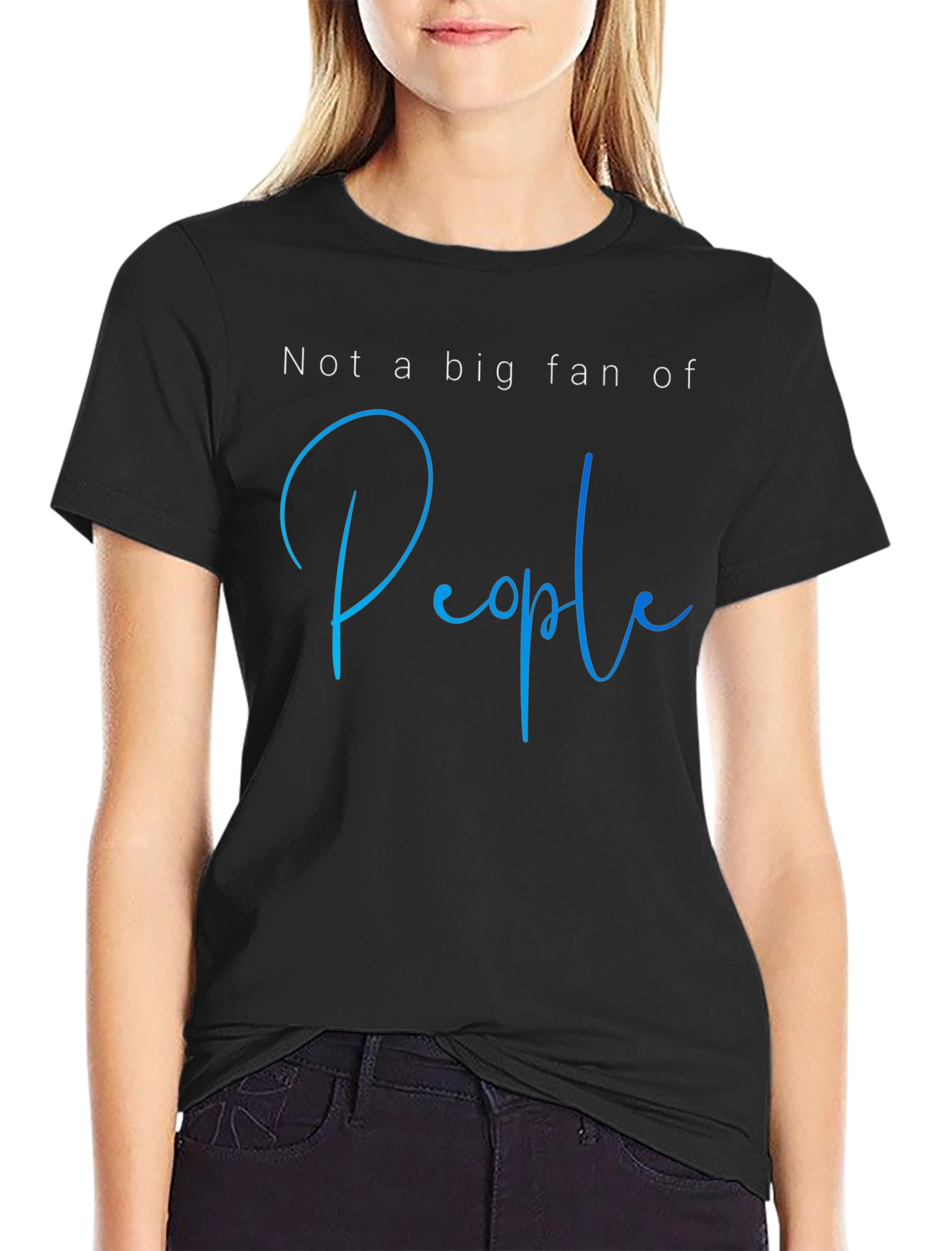 Black Not a Big Fan of People Graphic Tee view 2