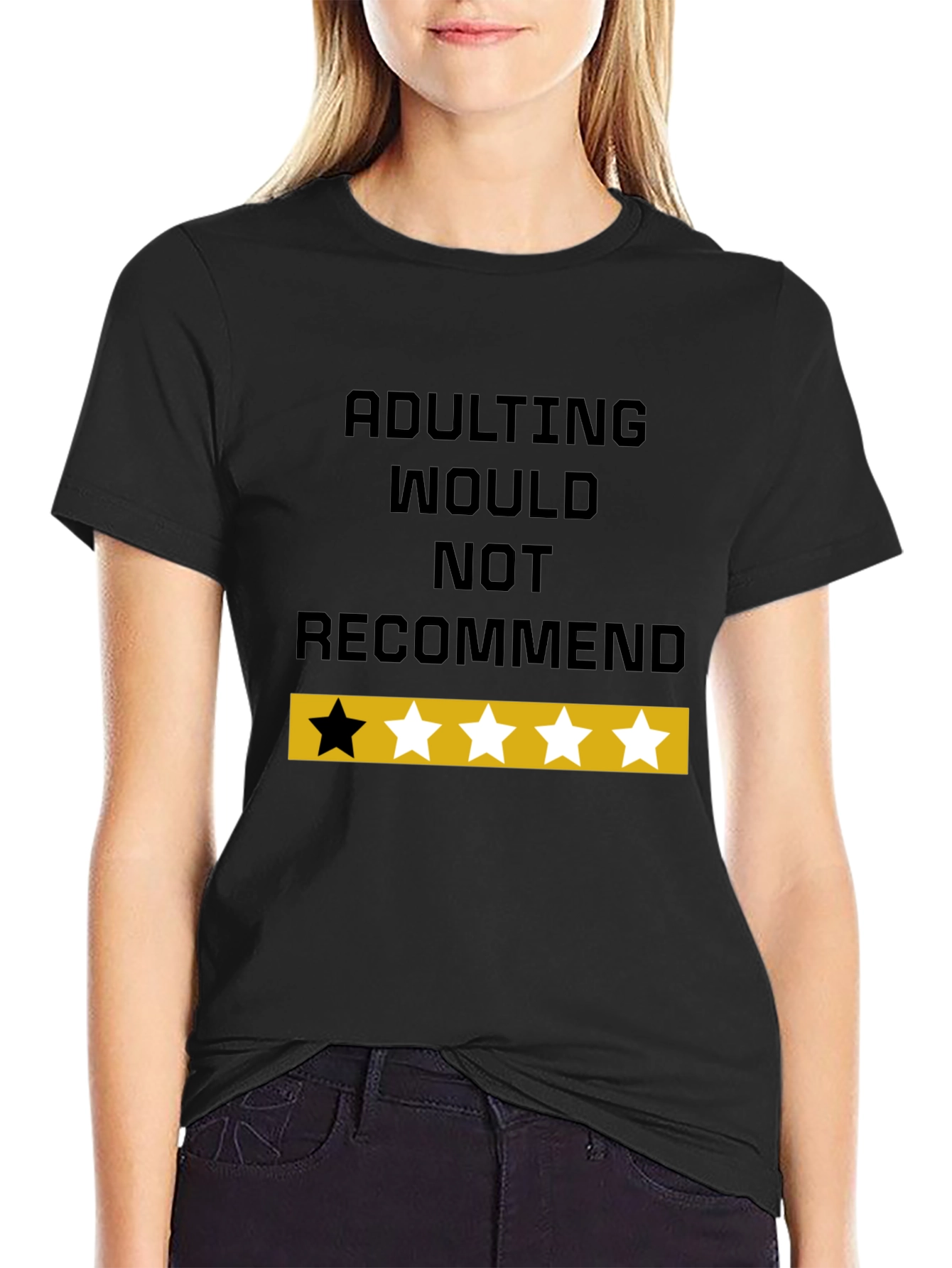 Black Adulting Would Not Recommend Funny Graphic T-Shirt view 2