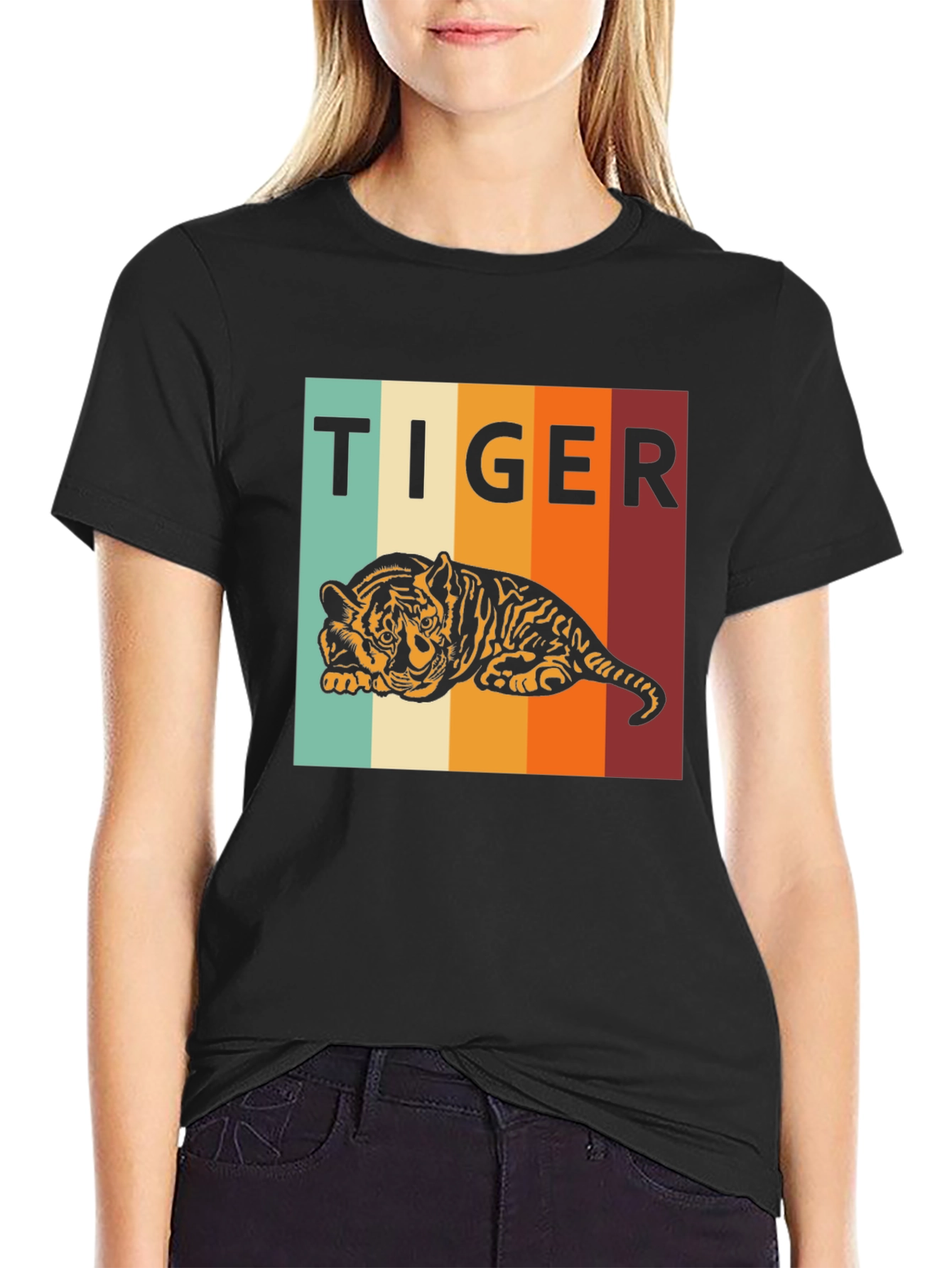 Black Retro Tiger Graphic Tee - Comfort Fit view 2