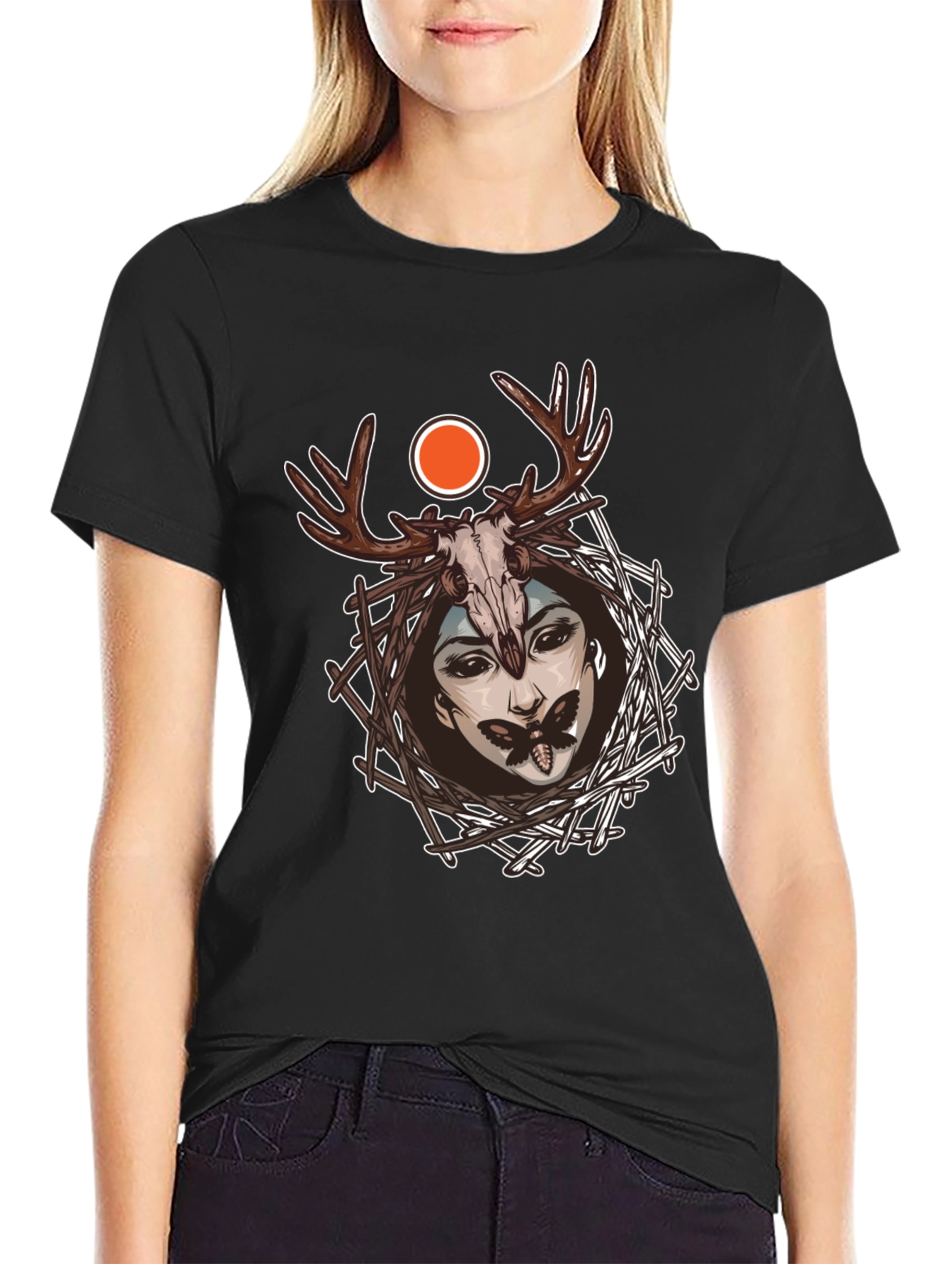 Mystic Skull & Antler Graphic T-Shirt - 2