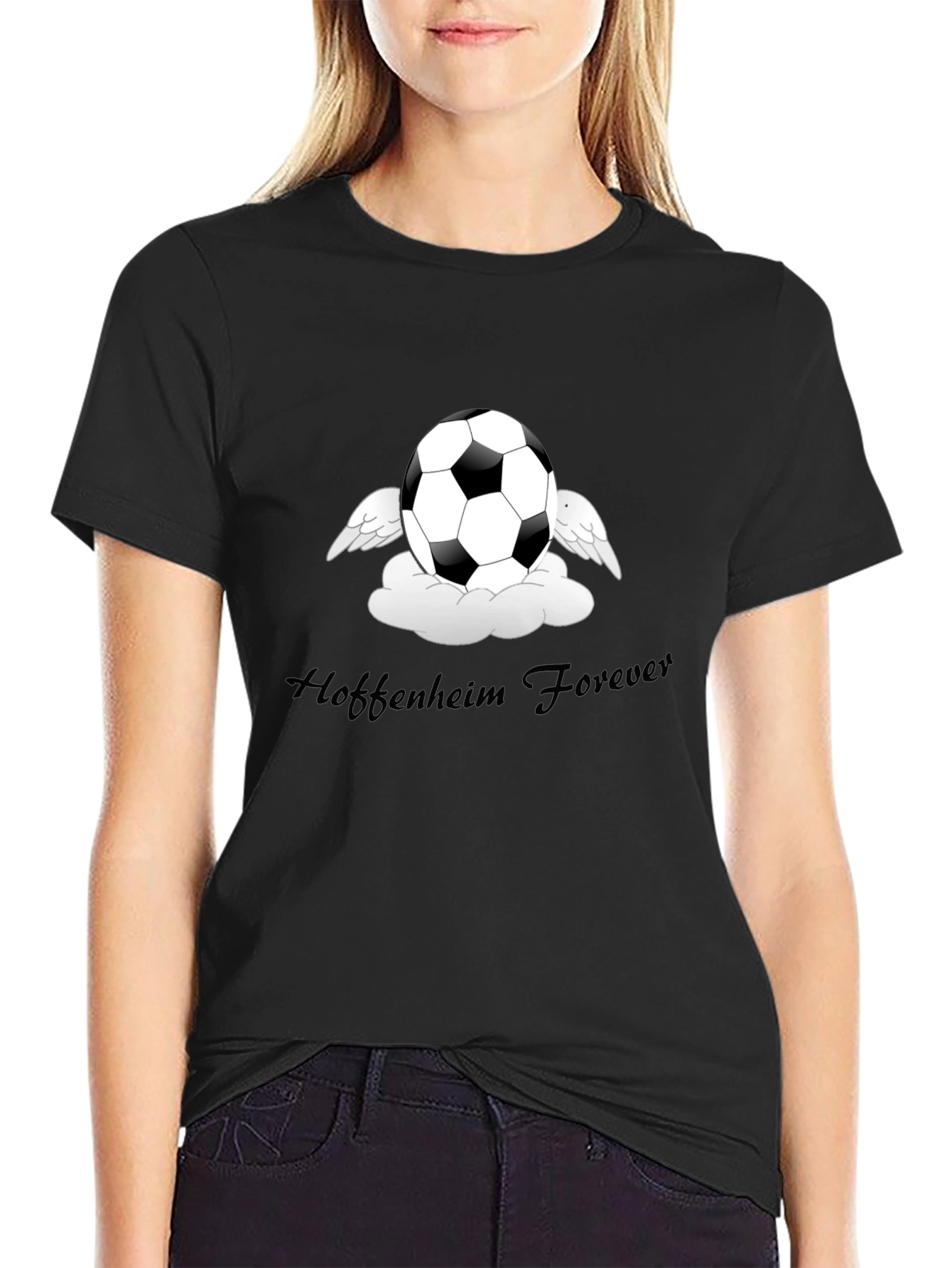 Black Soccer Angel Black T-Shirt - Hoffenheim Forever Fan Tee view 2
