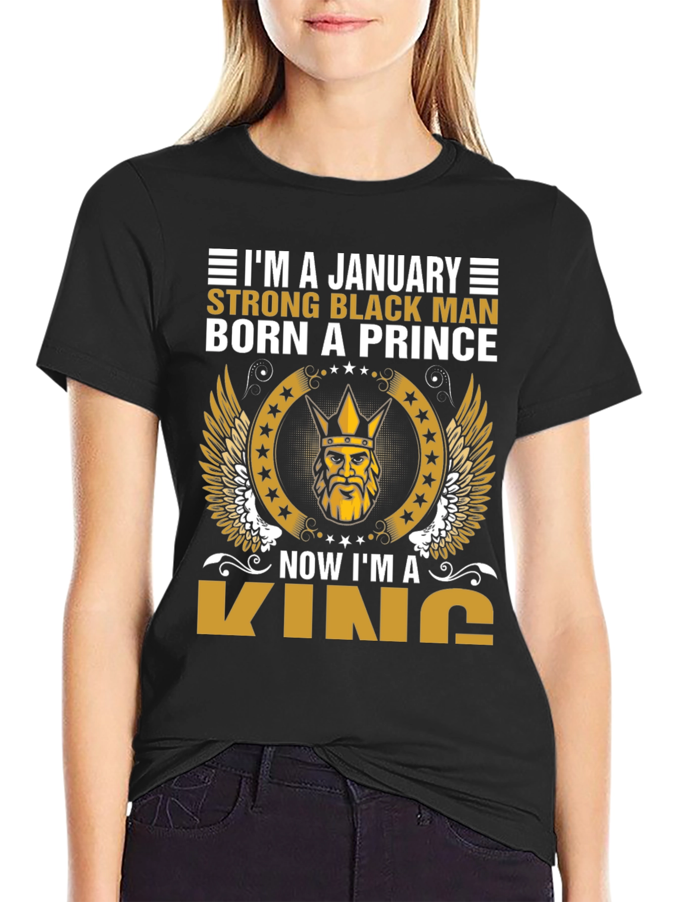 January Born Black Prince Now King Graphic Tee - 2
