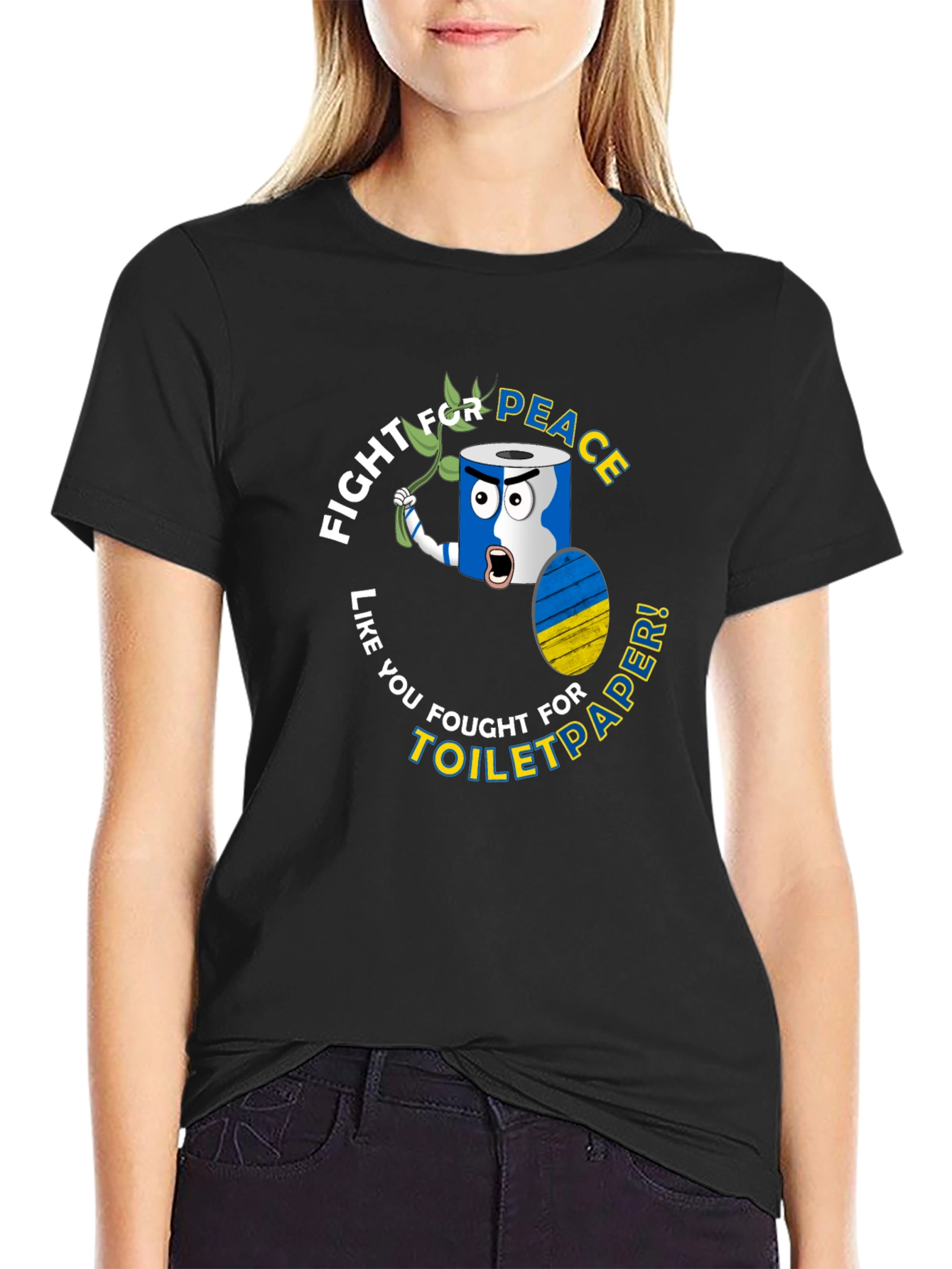 Black Fight for Peace Toilet Paper T-Shirt view 2