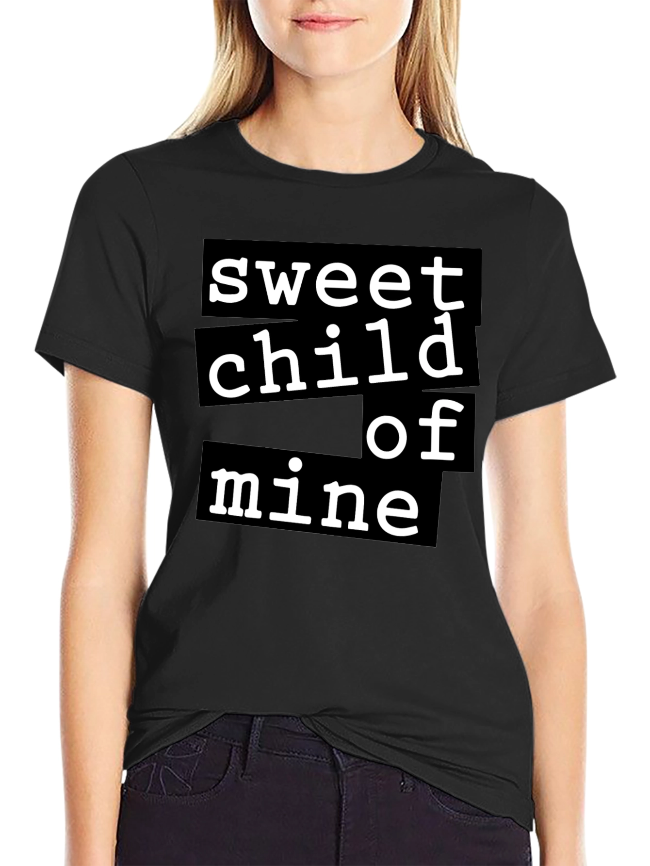 Black Sweet Child Of Mine Graphic Tee - Black Cotton T-Shirt view 2