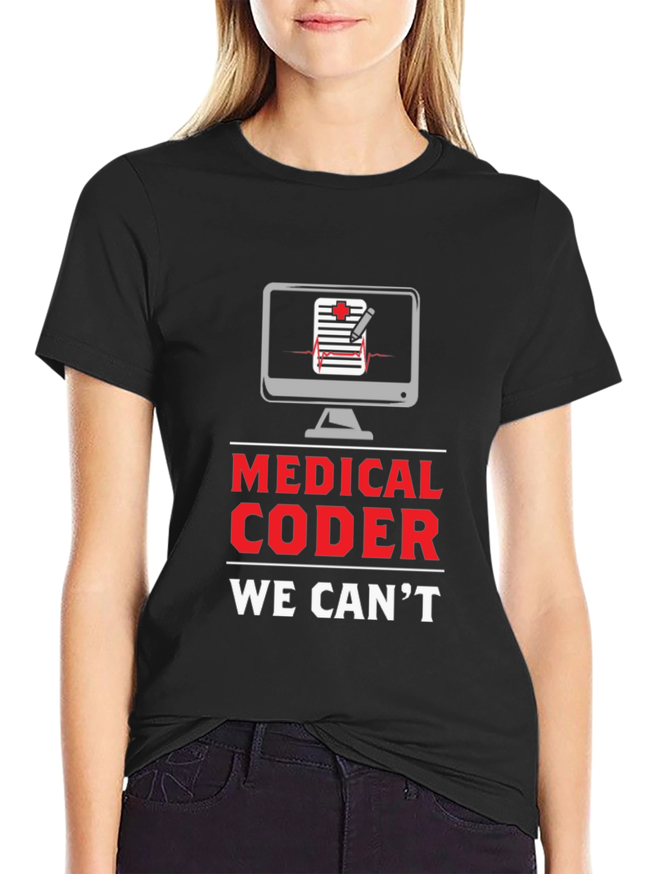 Black Medical Coder Graphic Tee - Coding Humor T-Shirt view 2