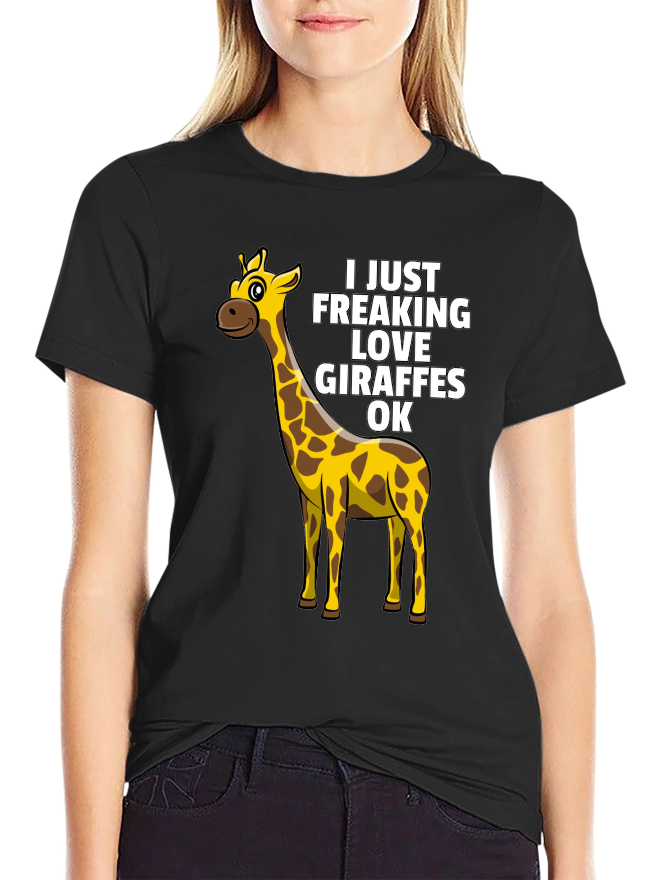 Black Giraffe Lover T-Shirt - Funny Graphic Tee view 2