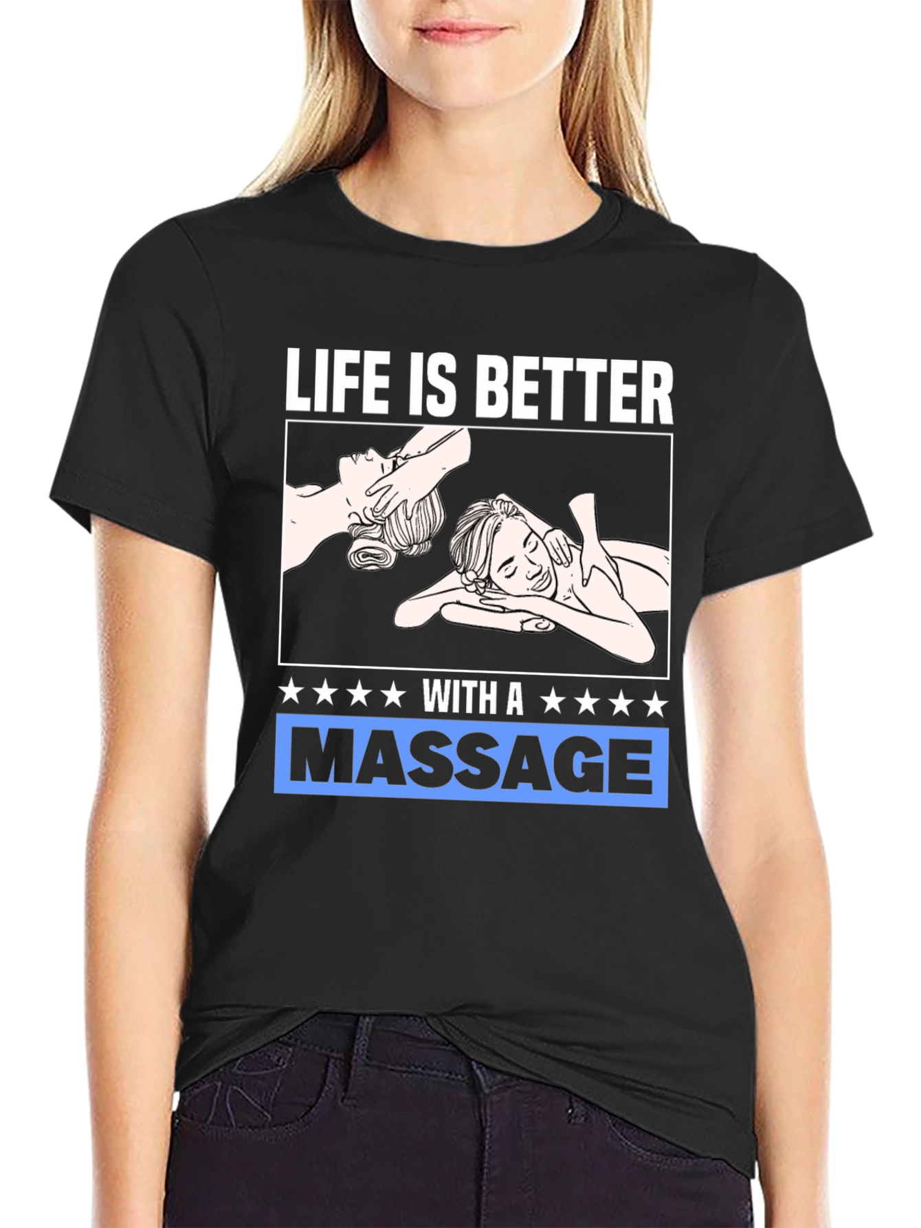 Black Relaxation Massage T-Shirt view 2