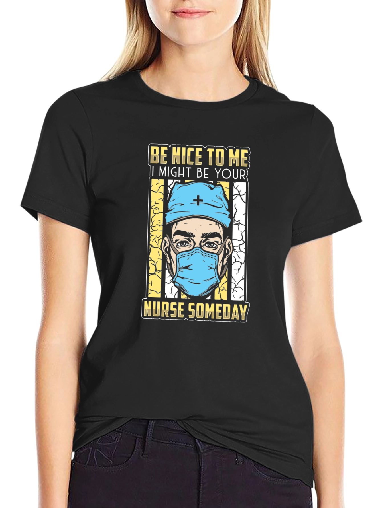Black Be Nice To Me Nurse T-Shirt view 2