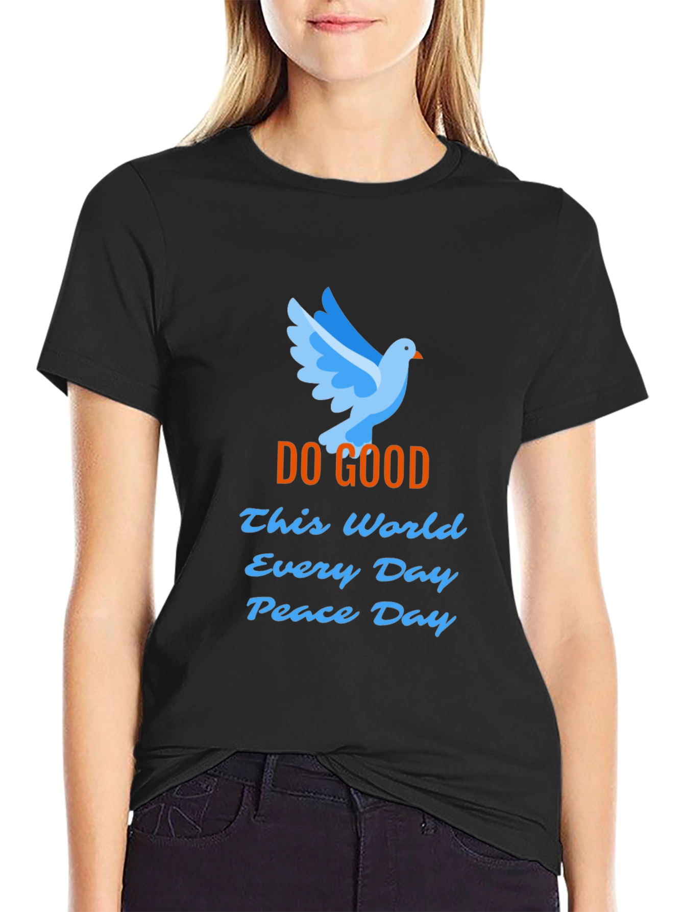 Black Peace Dove Graphic T-Shirt - Do Good Peace Day view 2