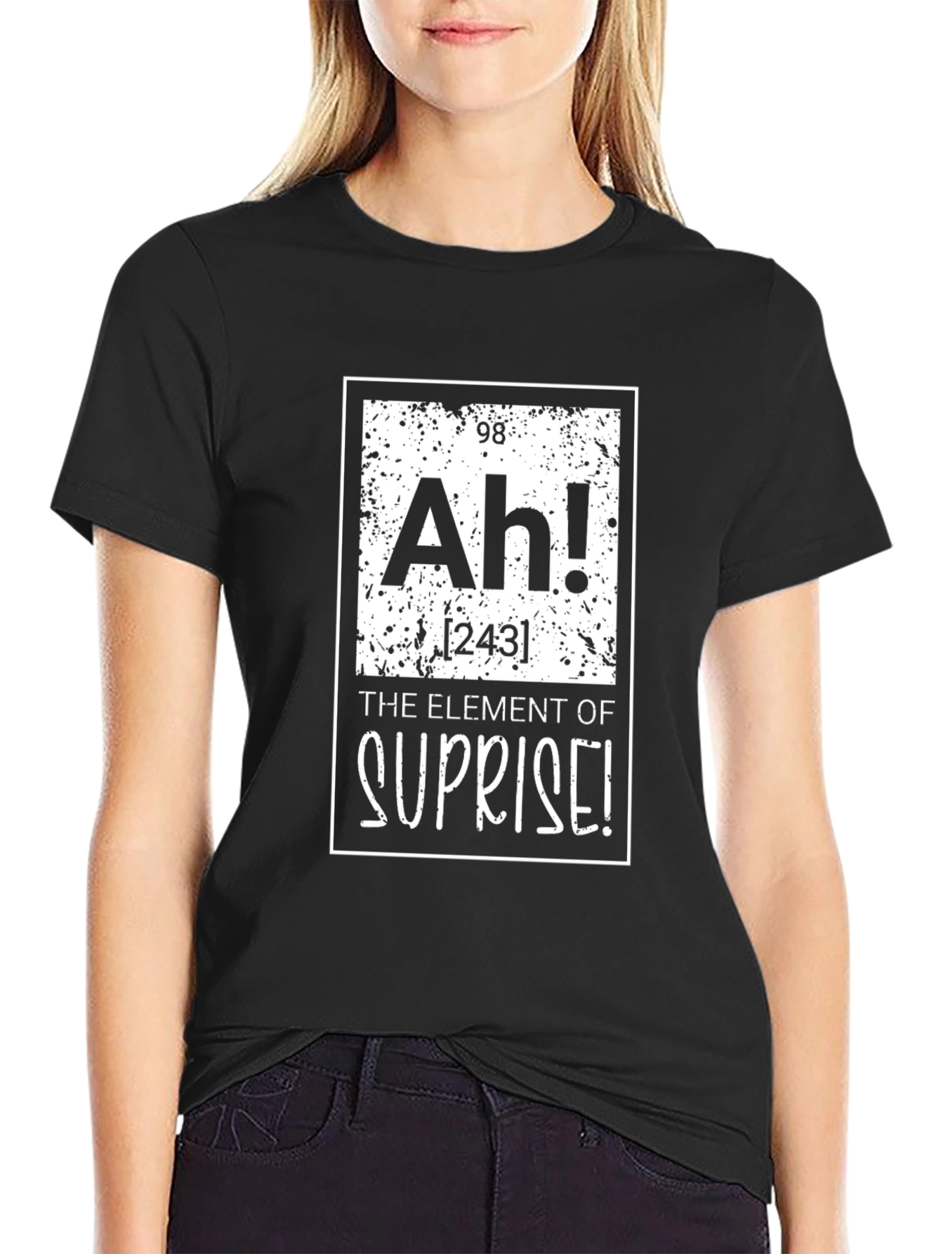 Black Ah! Element of Surprise Black Graphic T-Shirt view 2