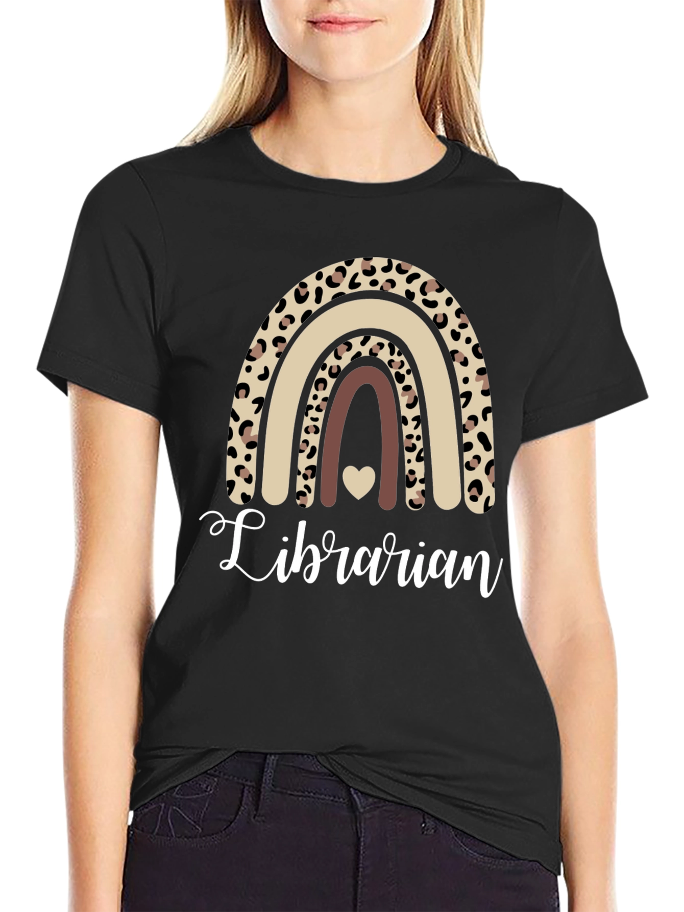 Black Librarian Leopard Rainbow T-Shirt view 2
