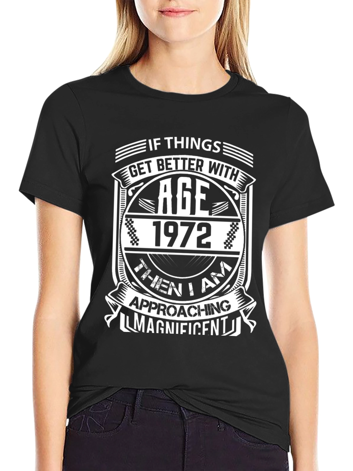 Black Vintage 1972 Birthday T-Shirt view 2