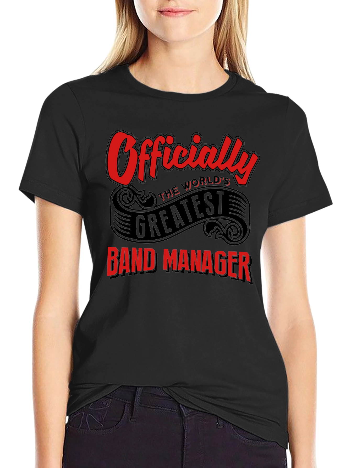 Black Officially the World's Greatest Band Manager T-Shirt view 2