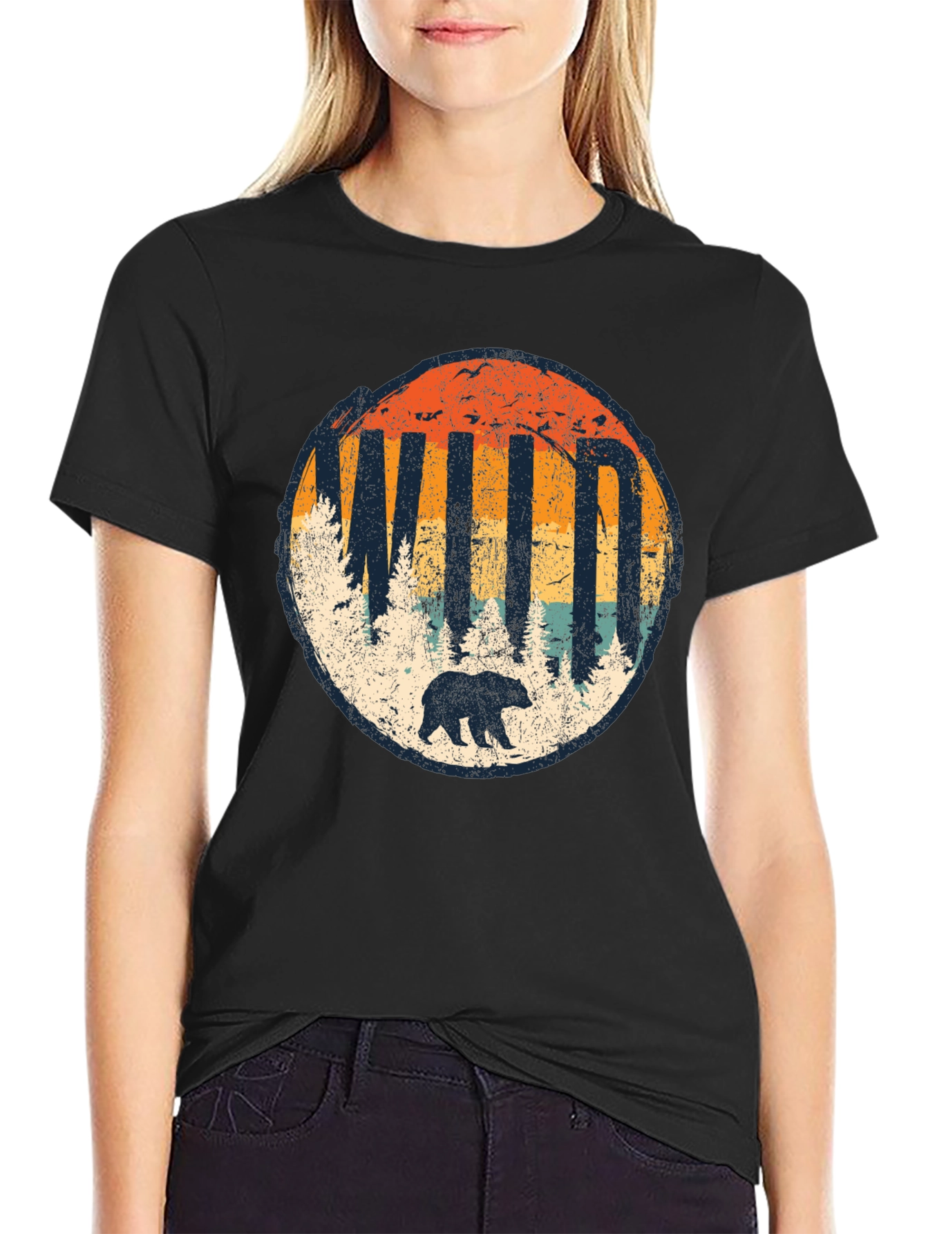 Black Wild Bear Graphic Tee - Nature Inspired Unisex Shirt view 2