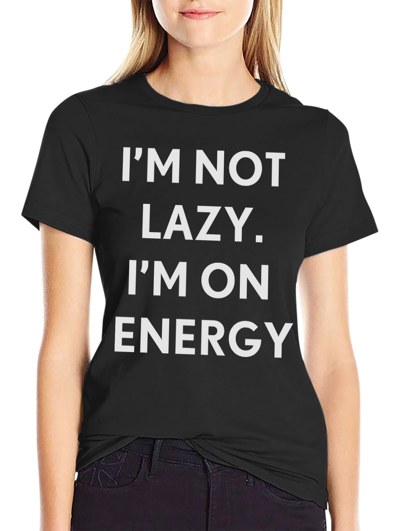 Black Funny "I'm Not Lazy" Graphic Tee view 2