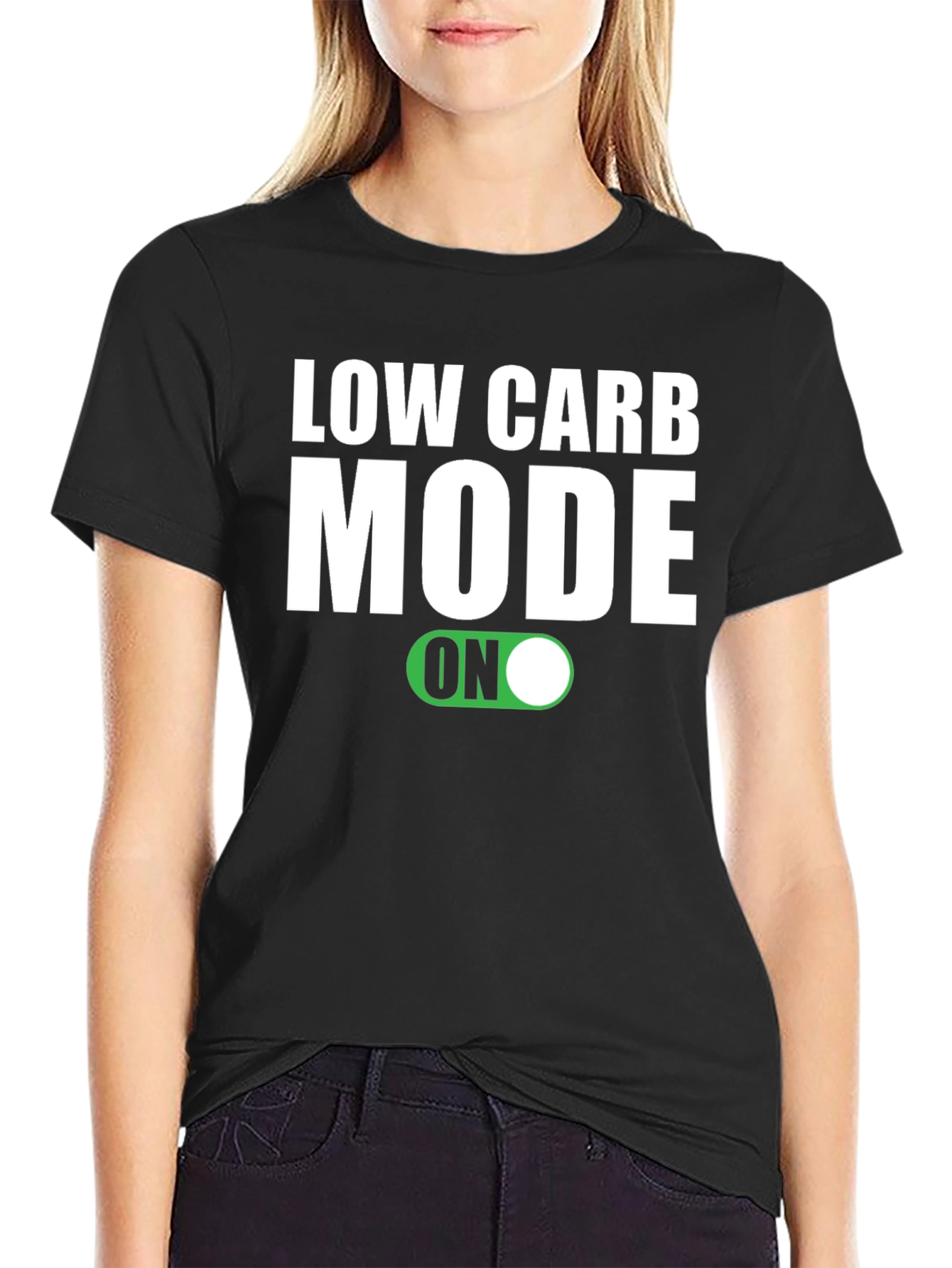 Low Carb Mode ON Black T-Shirt - 2