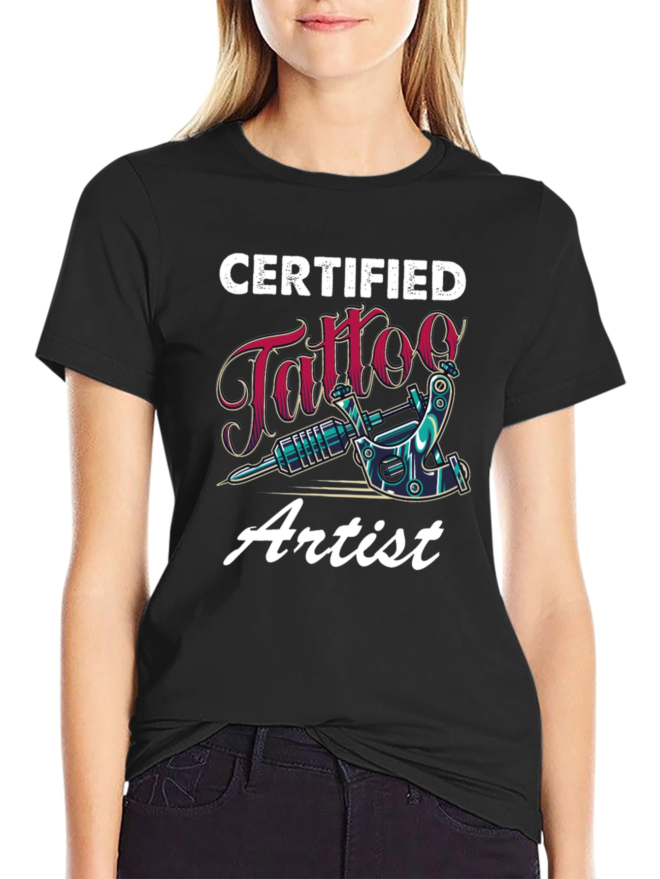 Black Certified Tattoo Artist Black T-Shirt view 2