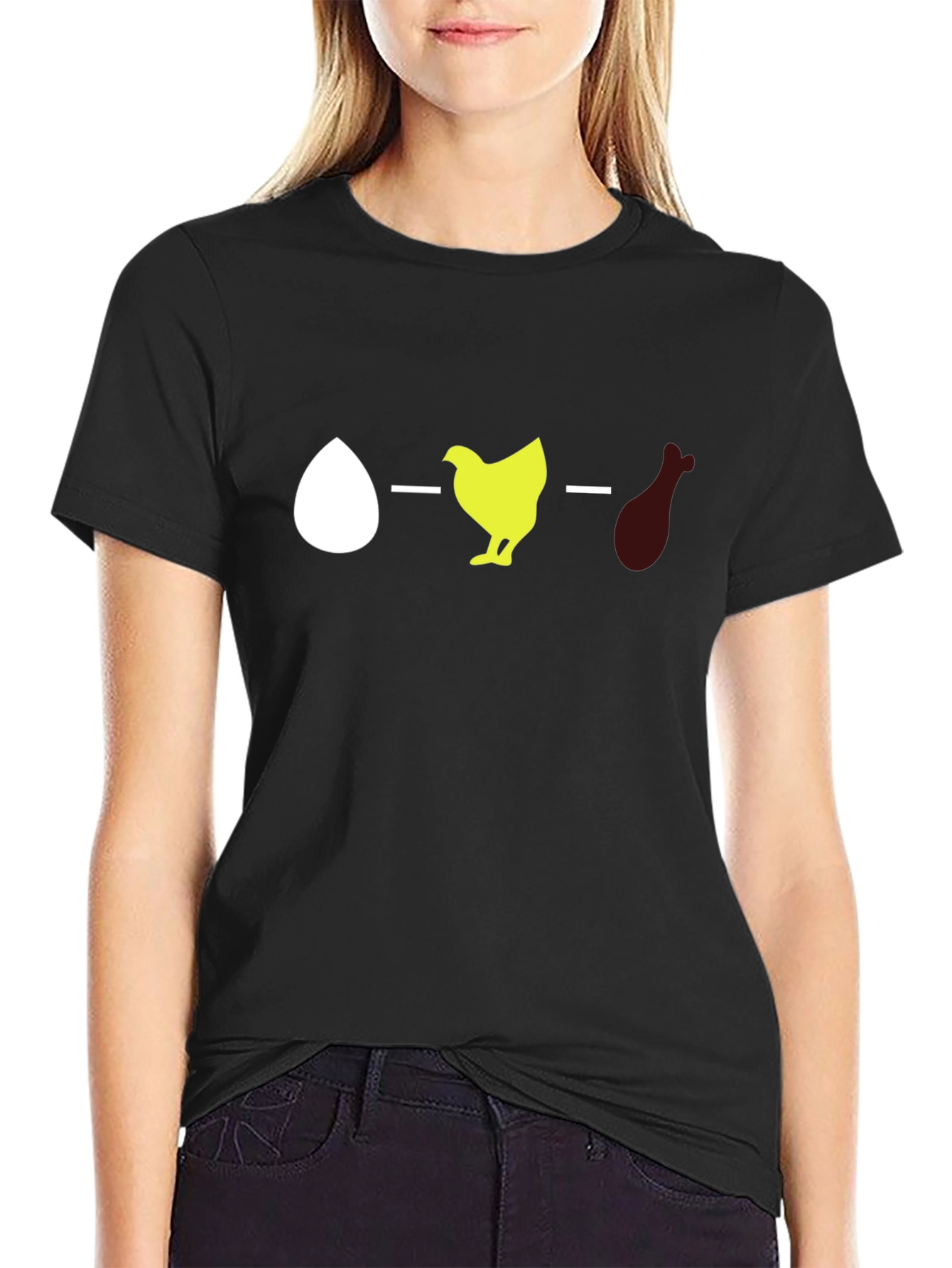 Black Egg, Chicken, Leg Evolution Graphic Tee view 2